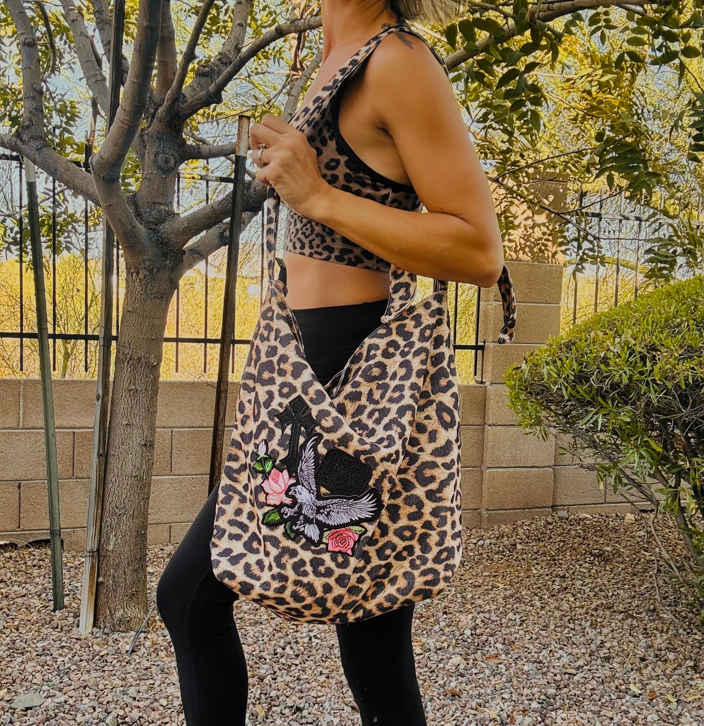 RTS-PINK take it easy all black words sparkle EAGLE - Light corduroy hobo tote strap tie