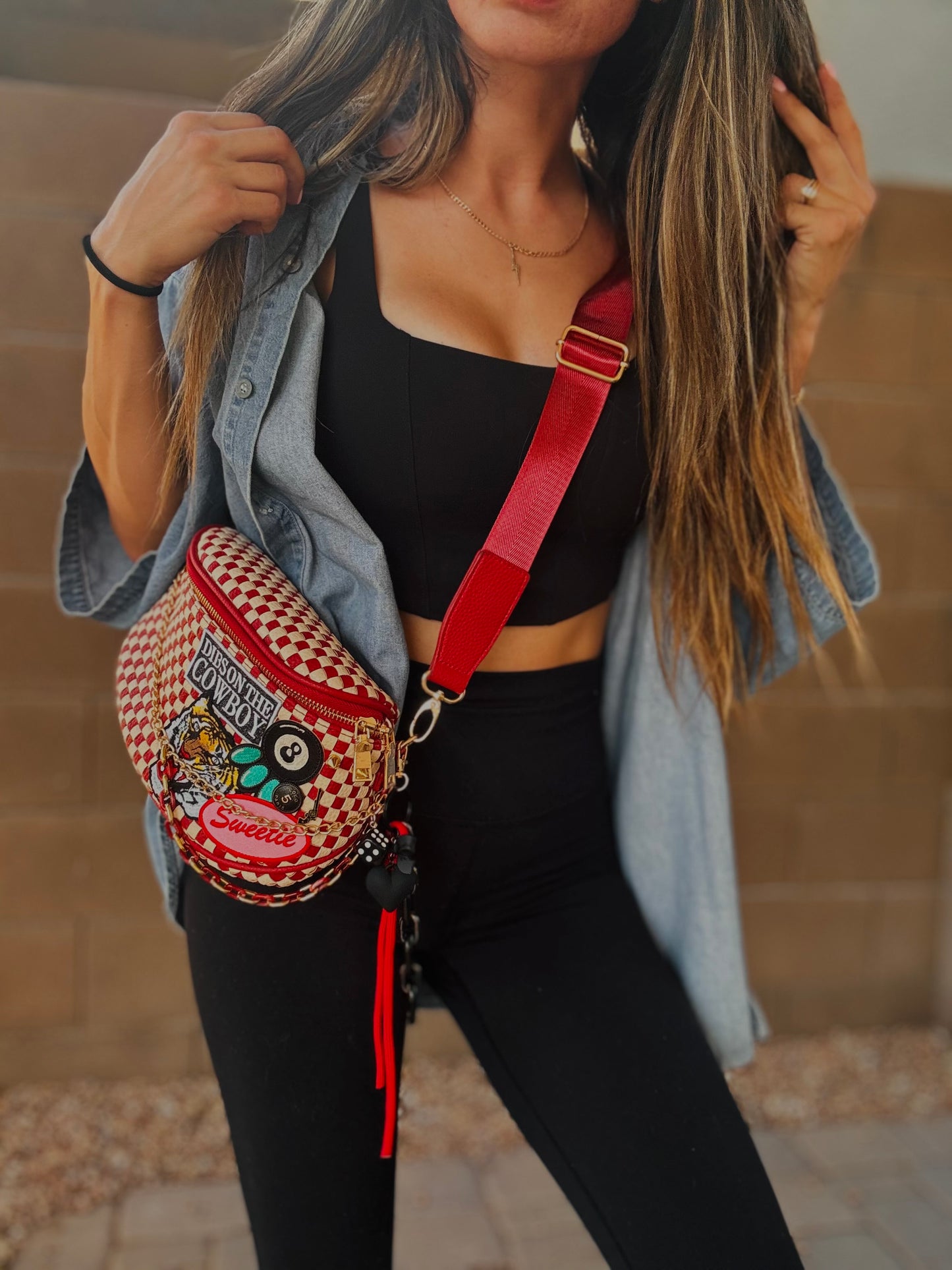 HA-dibs sweetie upcycled coco button - red OG+PHOENIX BAG
