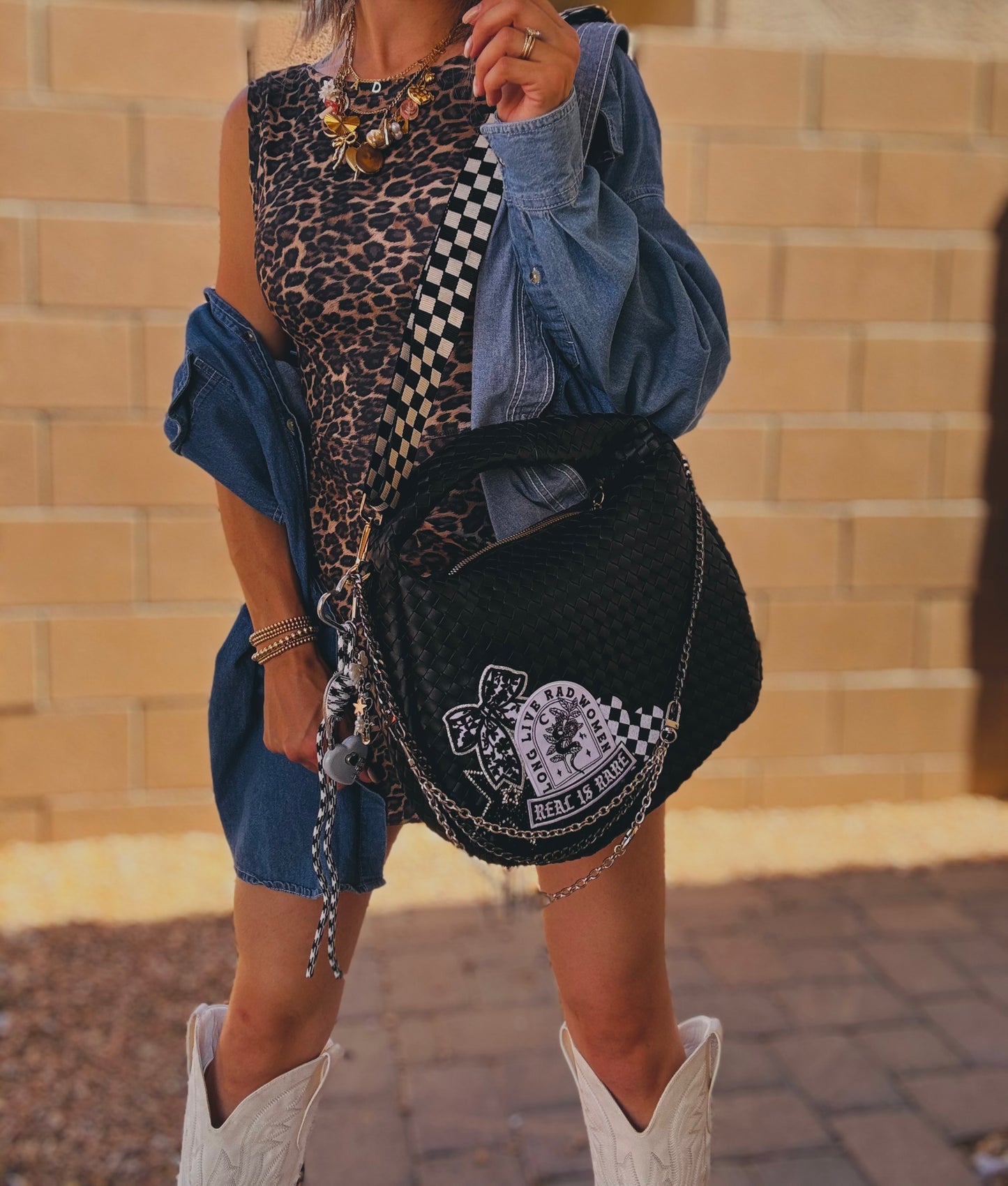 LF-long live, rad women, real is rare, lace, bow+black bag   *CHANDLER BAG**