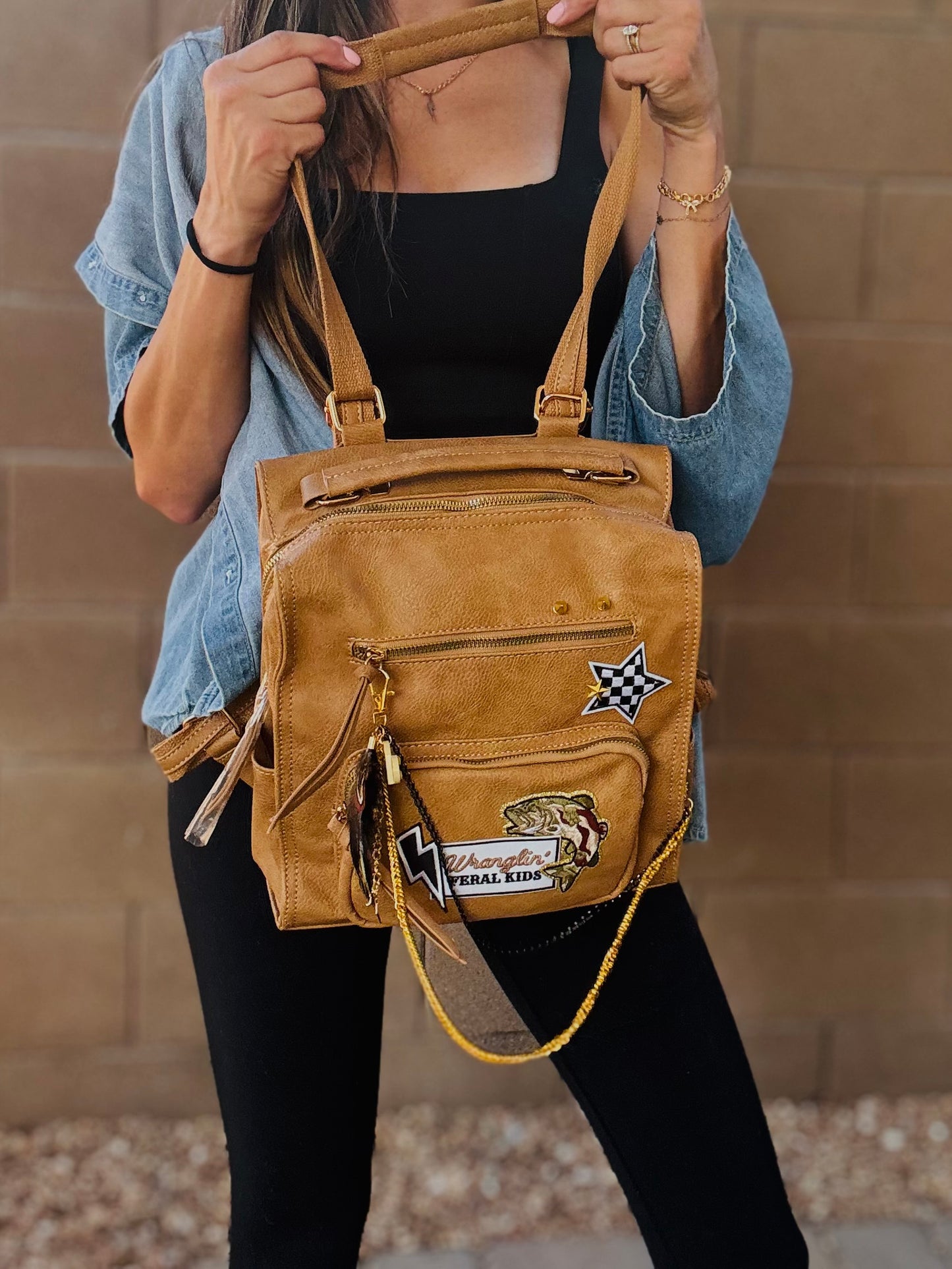 HA- wranglin feral kids -tan *PAYSON BAG**