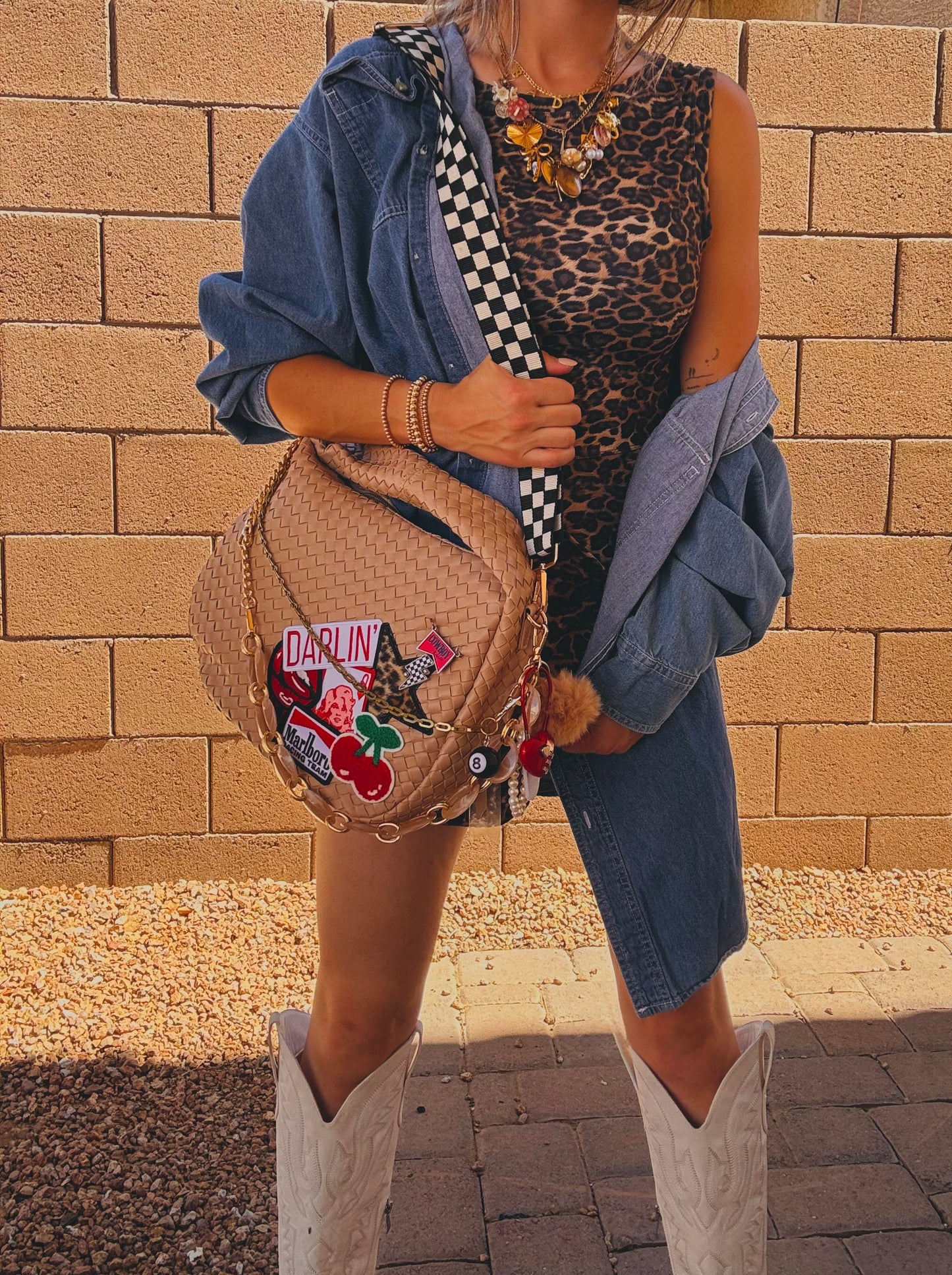 LF- darling and Dolly, Marlboro race team, cowboy killercharm, + Cream/tan bag*CHANDLER BAG**