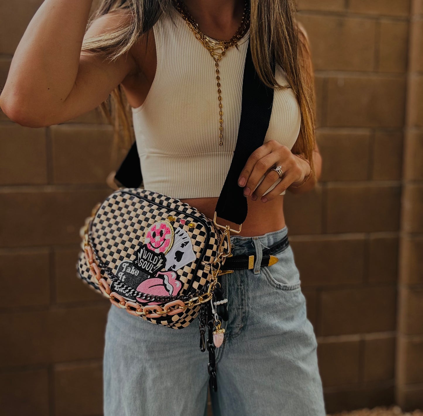 BF- DUAL take it easy + wild soul vintage black checkered premium OG+ PAGE BAG