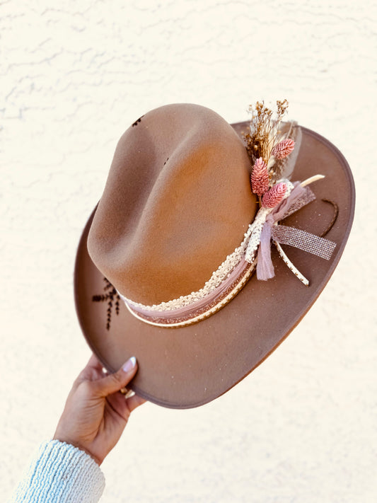 NU-Wild willow +Hand burned Taupe Coastal Mini COWGIRL BRIM