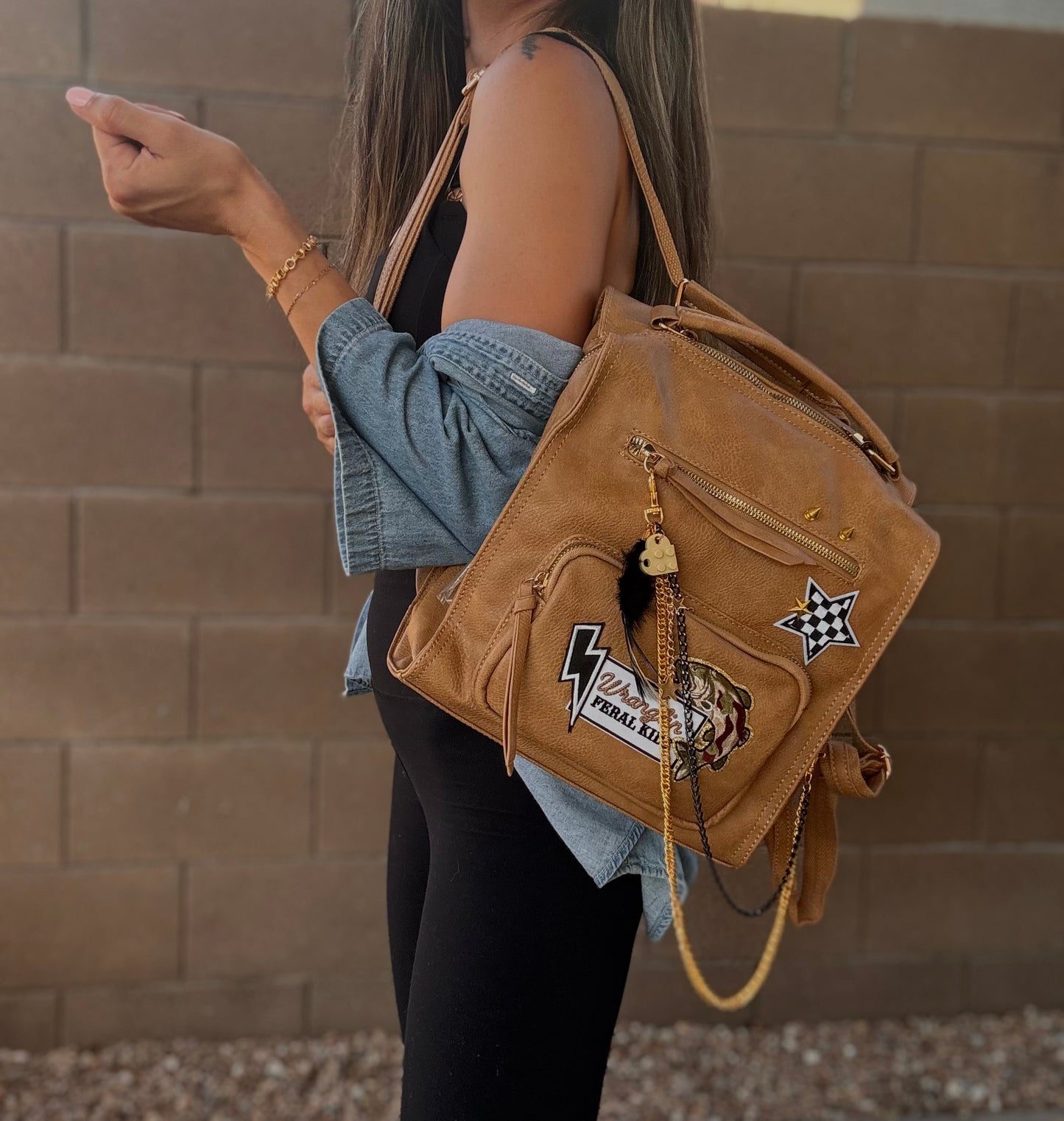 HA- wranglin feral kids -tan *PAYSON BAG**