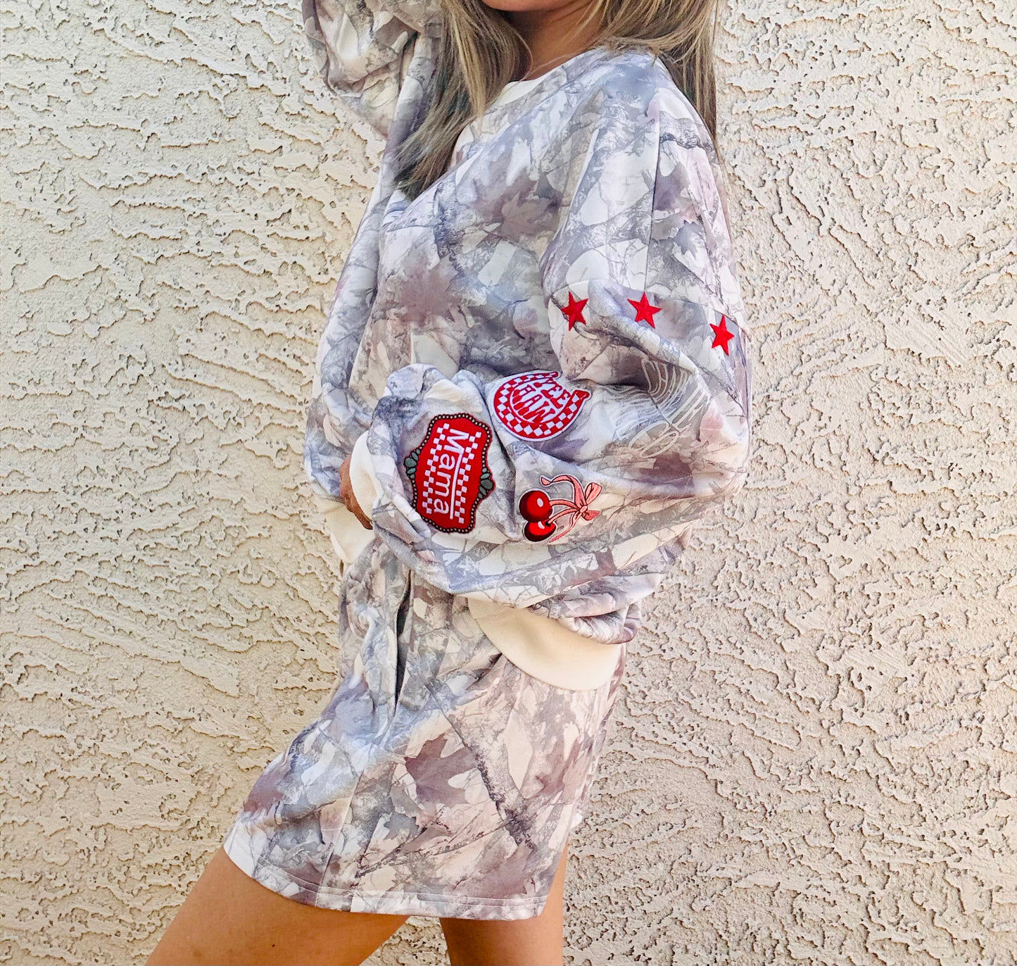 BBH-Camo Sweater & Short Set- mama +red