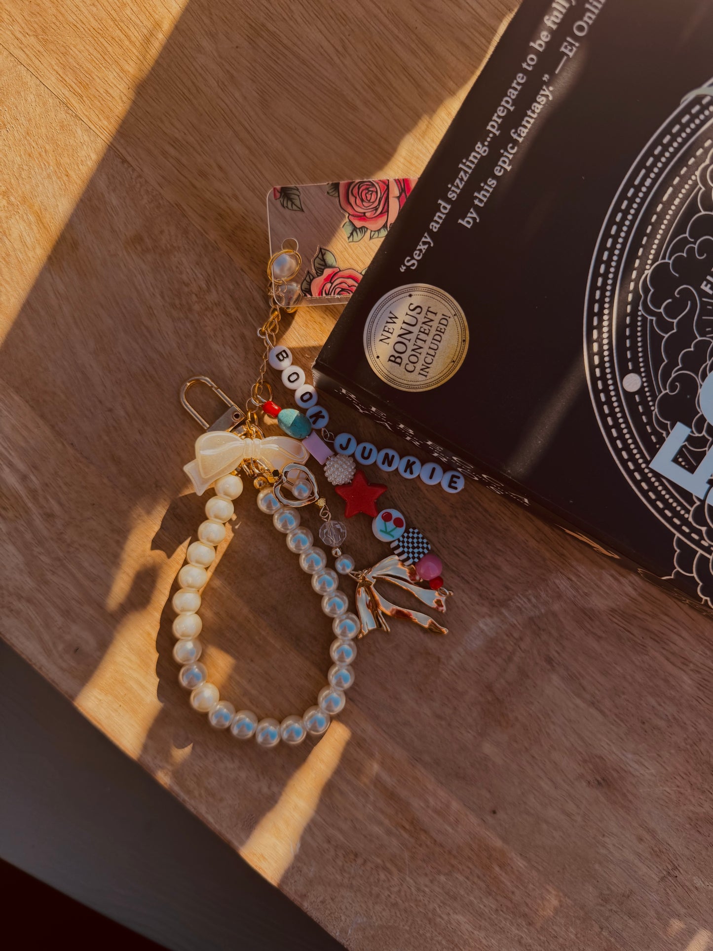 BBC-hand beaded+ skull head and roses book junkie 