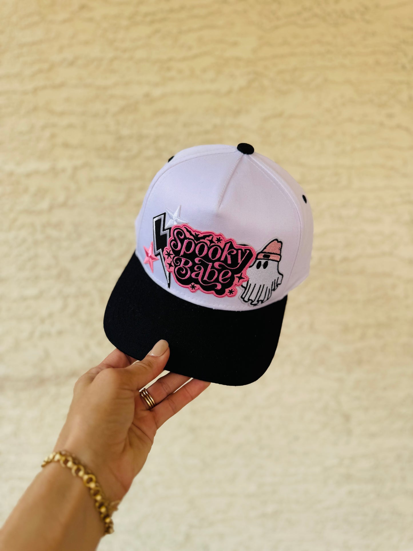 BOO-SPOOKY BABE PINK GHOSTIE beanie ghost- vintage canvas snapback
