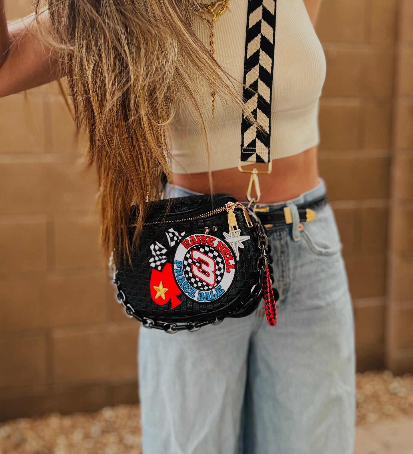 BF-raise he’ll praise dale vintage chevron Black OG+PHOENIX BAG