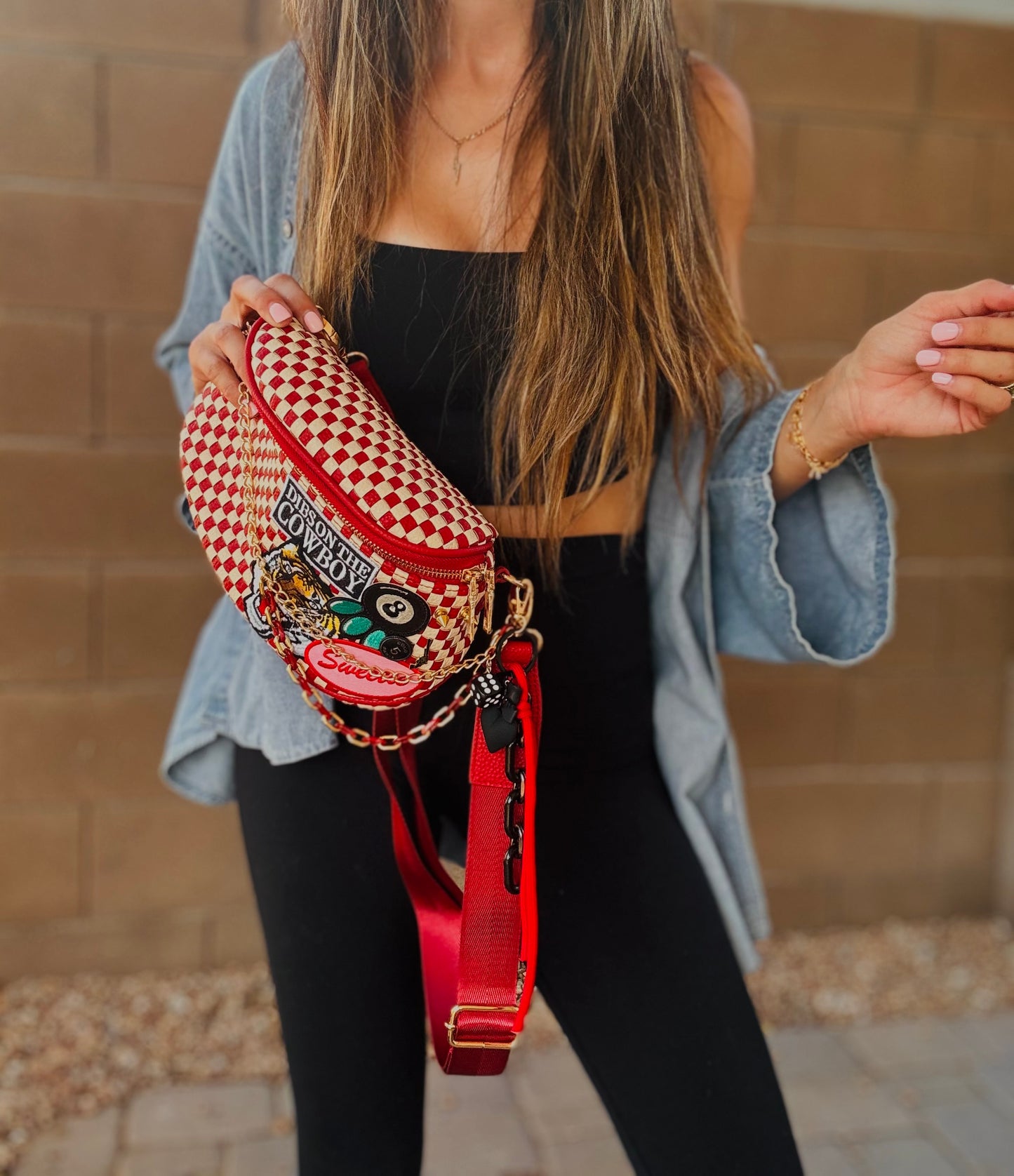 HA-dibs sweetie upcycled coco button - red OG+PHOENIX BAG