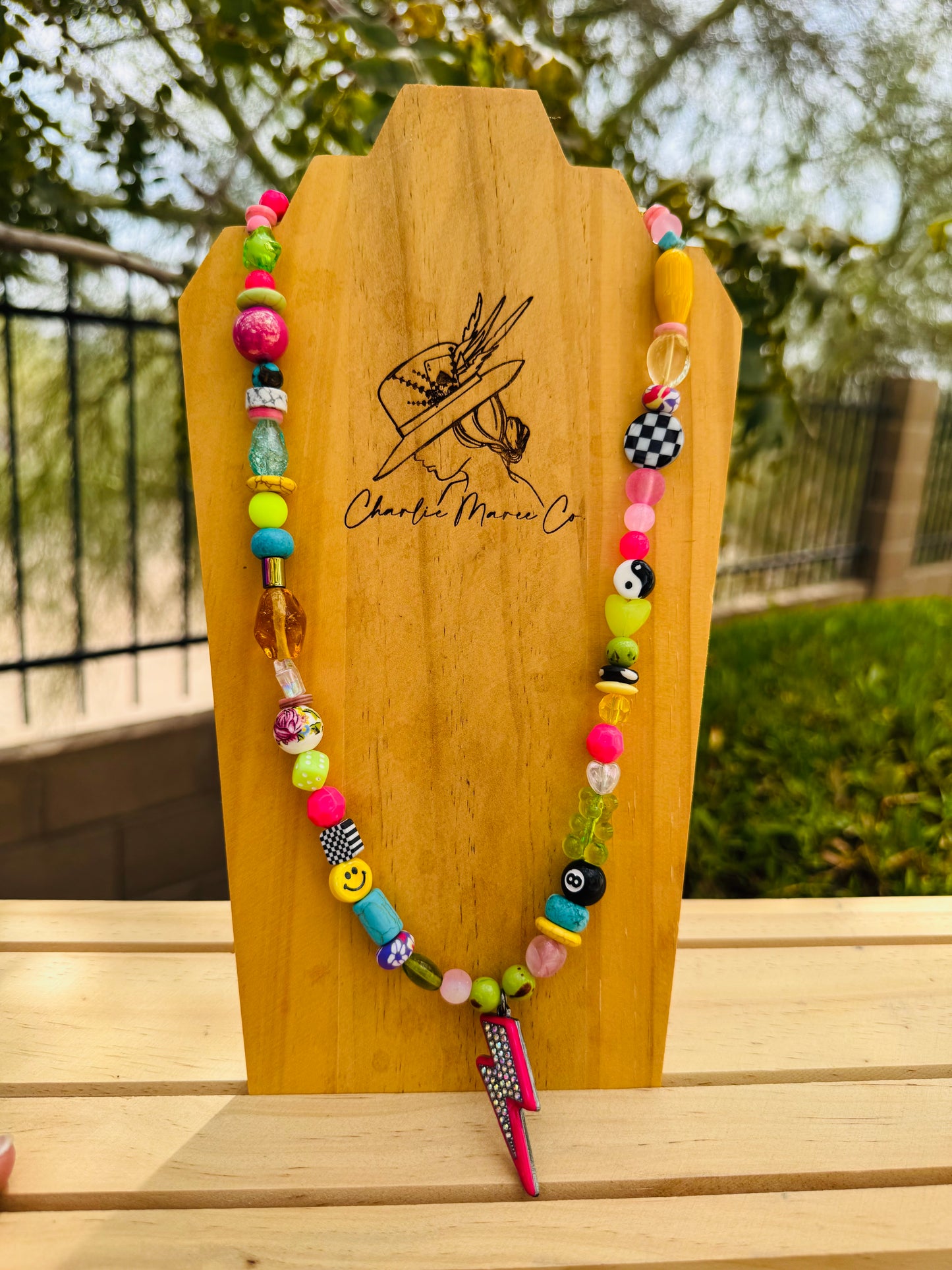 NC- The whimsical Bolt #2 +Handmade chunky beaded necklace