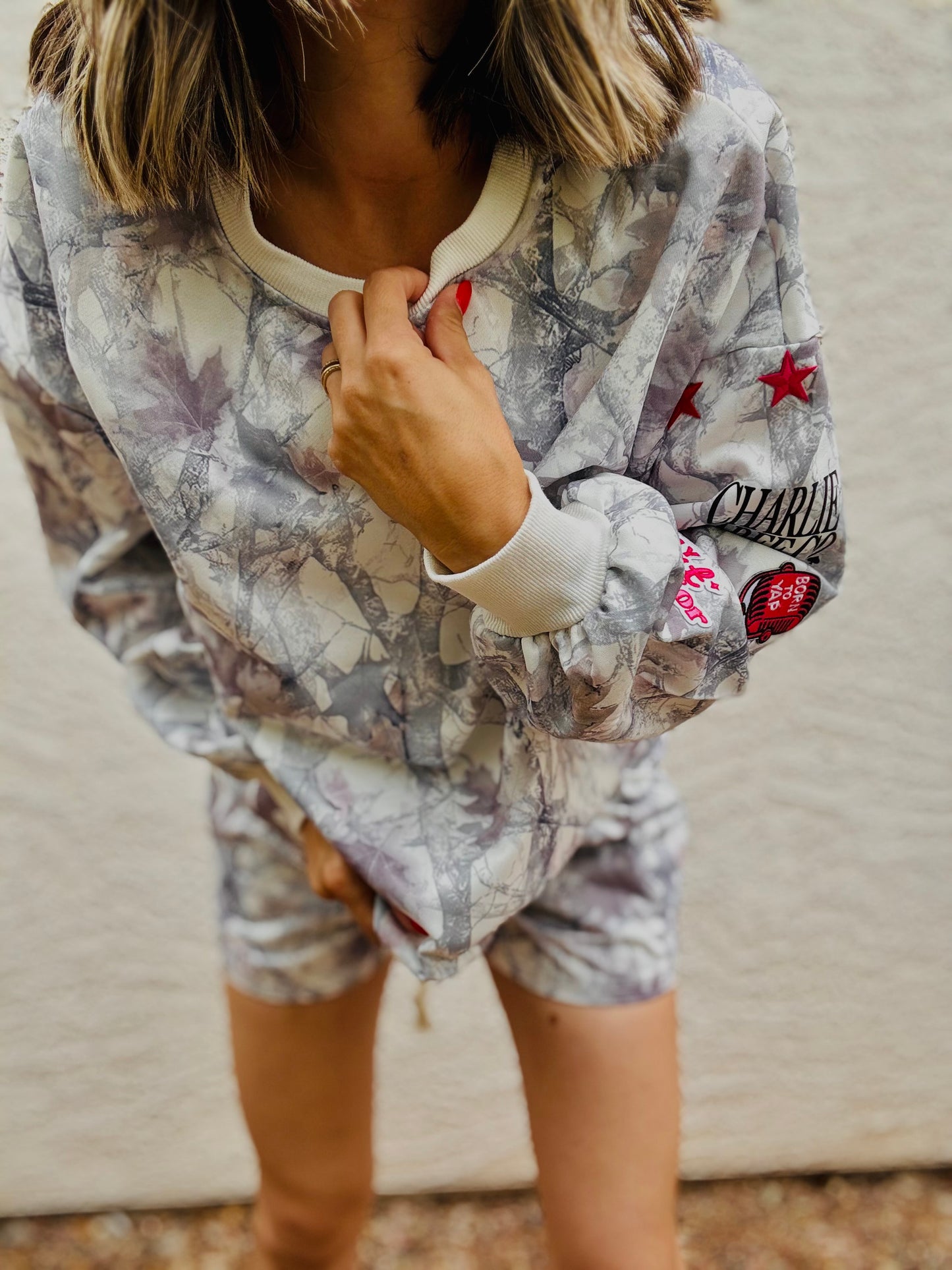BBH-Camo Sweater & Short Set-born to yap on my worst behaviors