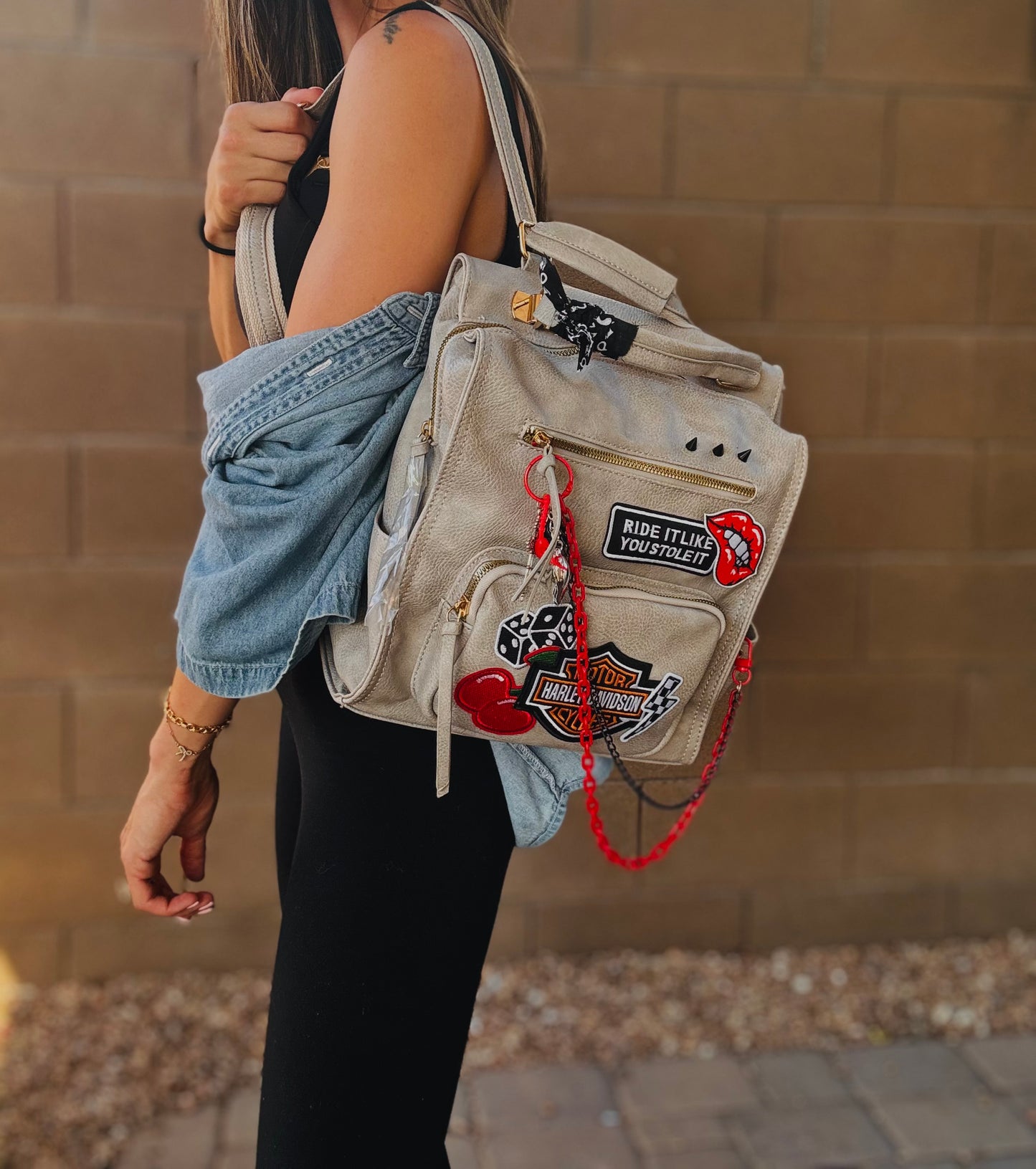 HA- bike babe bombshell-stone grey *PAYSON BAG**