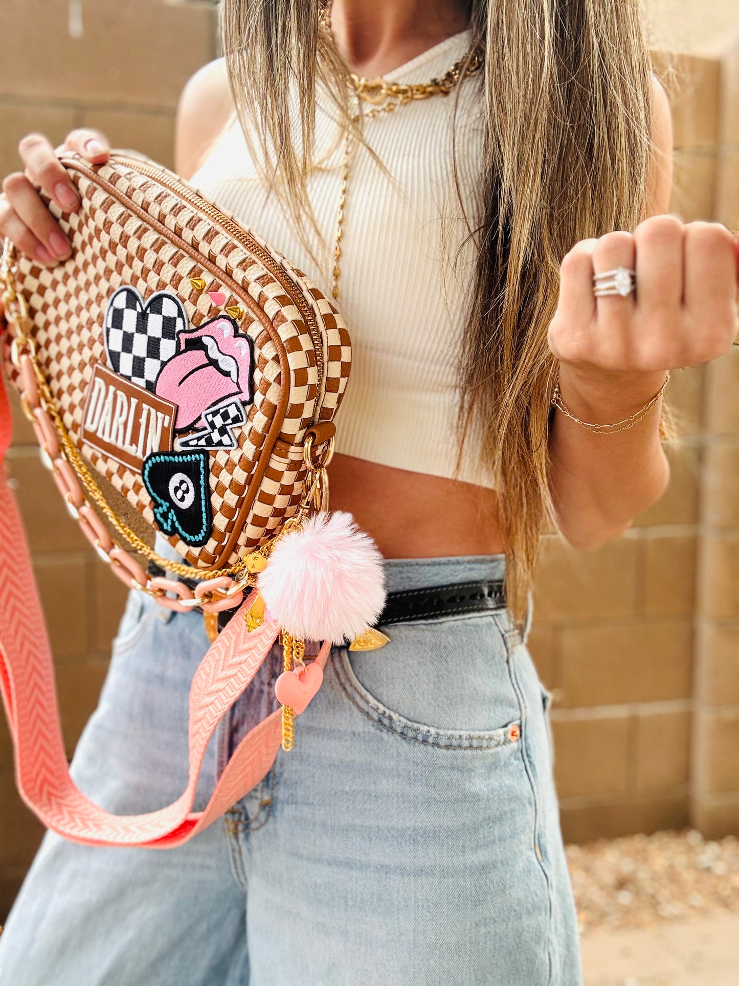 BF- Darlin Pink checkered premium OG+ PAGE BAG