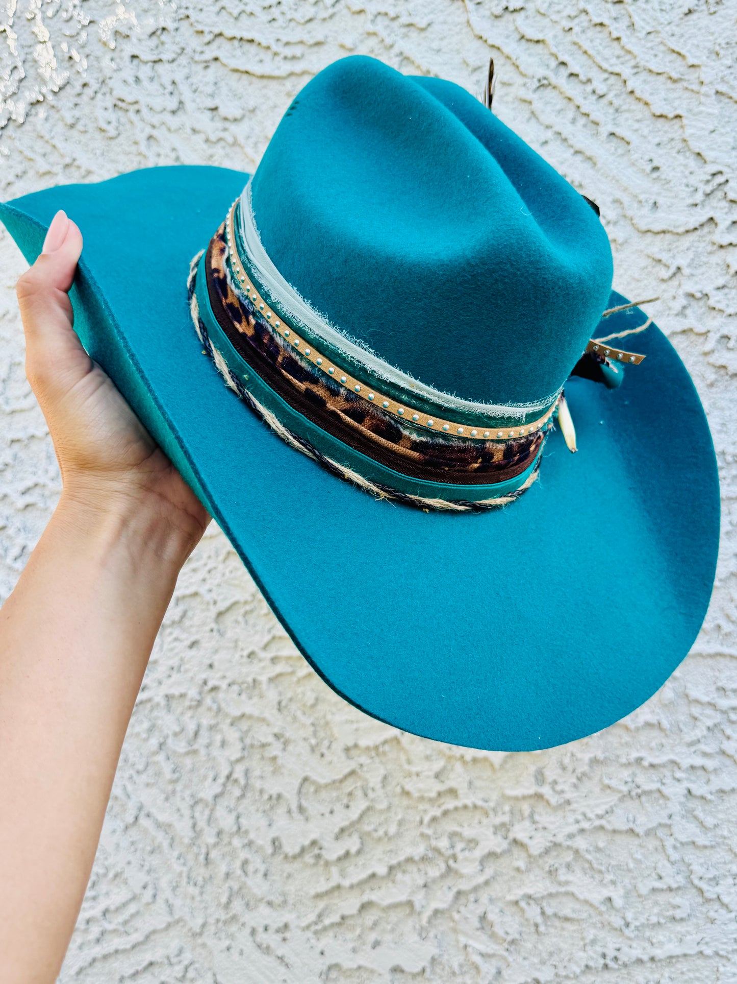 NU-long live rad women teal green -Traditional Cowboy fit American Hat Co. felt Medium adjustable