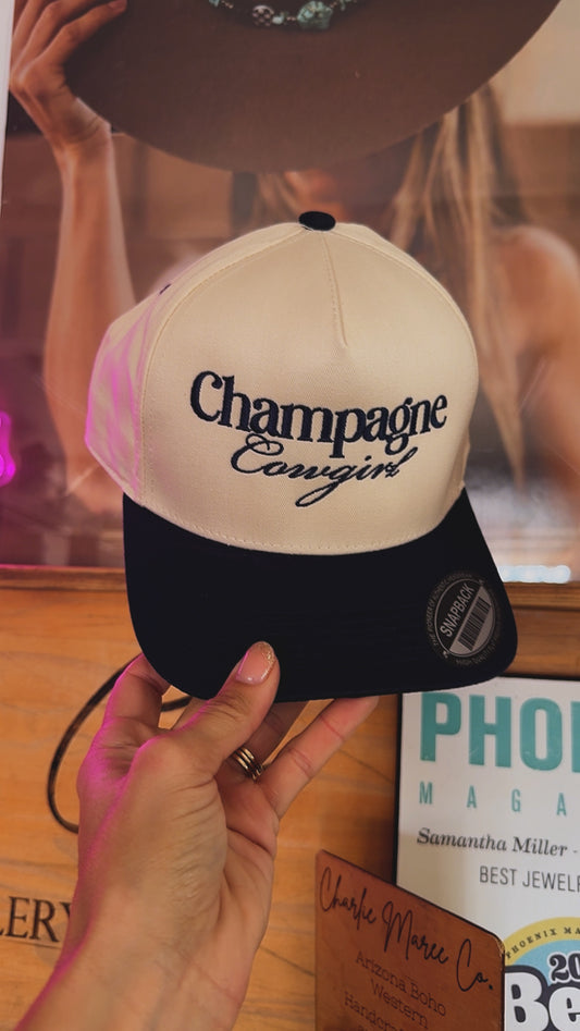 VT-champagne Cowgirl + Navy two tone canvas full panel +Premium vintage SnapBack