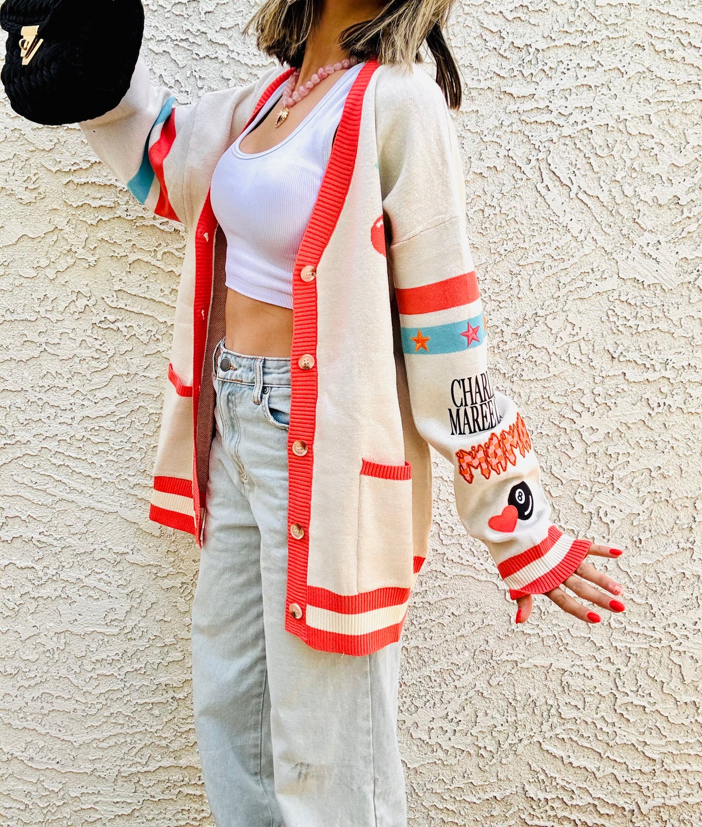 BBH-CHERRY BOMBER CARDIGAN +retro flame mama  +￼ CM CO. babes