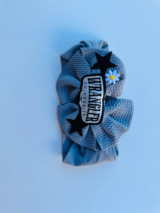 Bfs-baby elastic headband bow patched wrangler