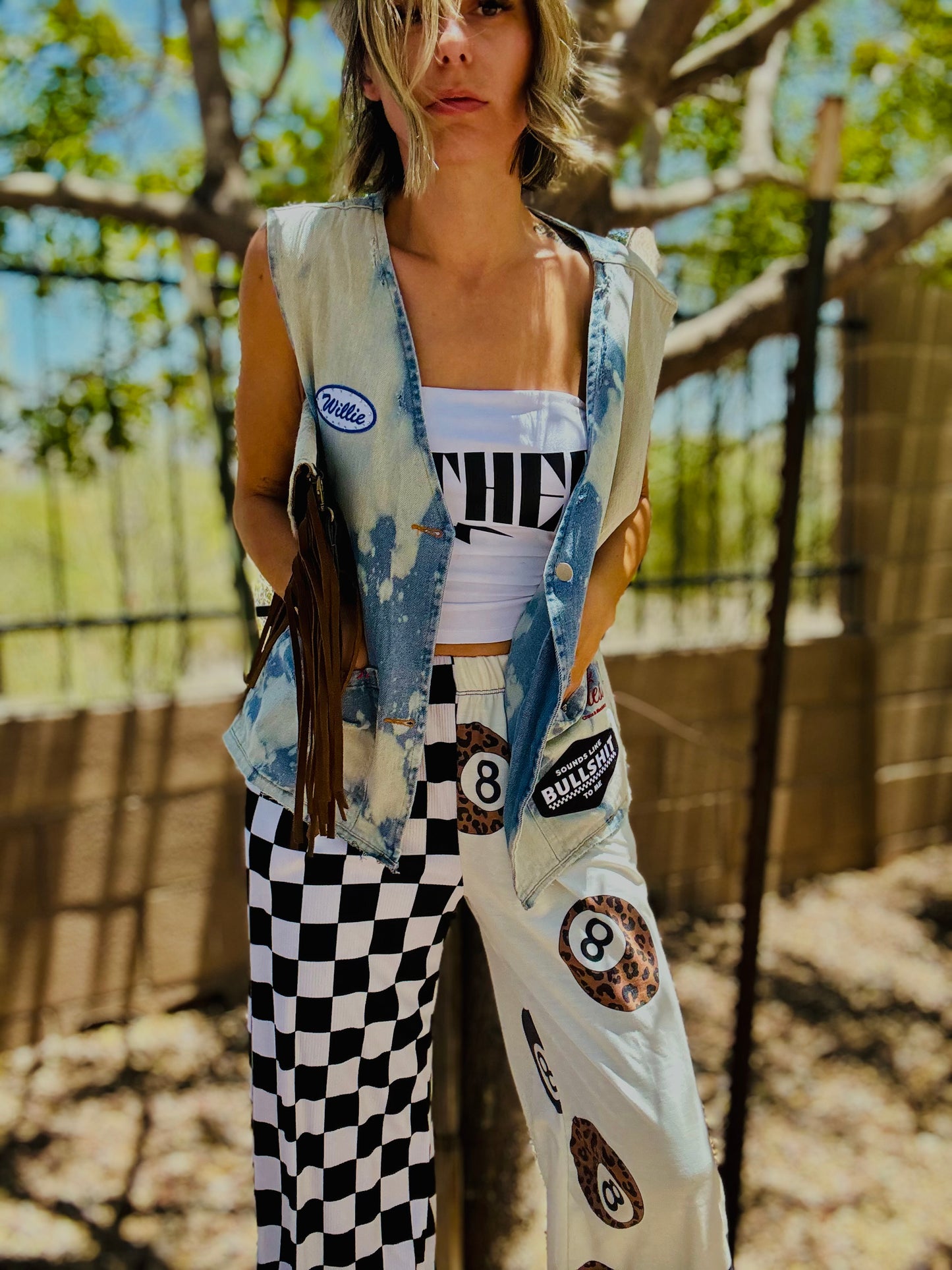 RTS-REBEL BABE EDGY AND DISTRESSED ONE OF A KIND -Slouchy DENIM VEST