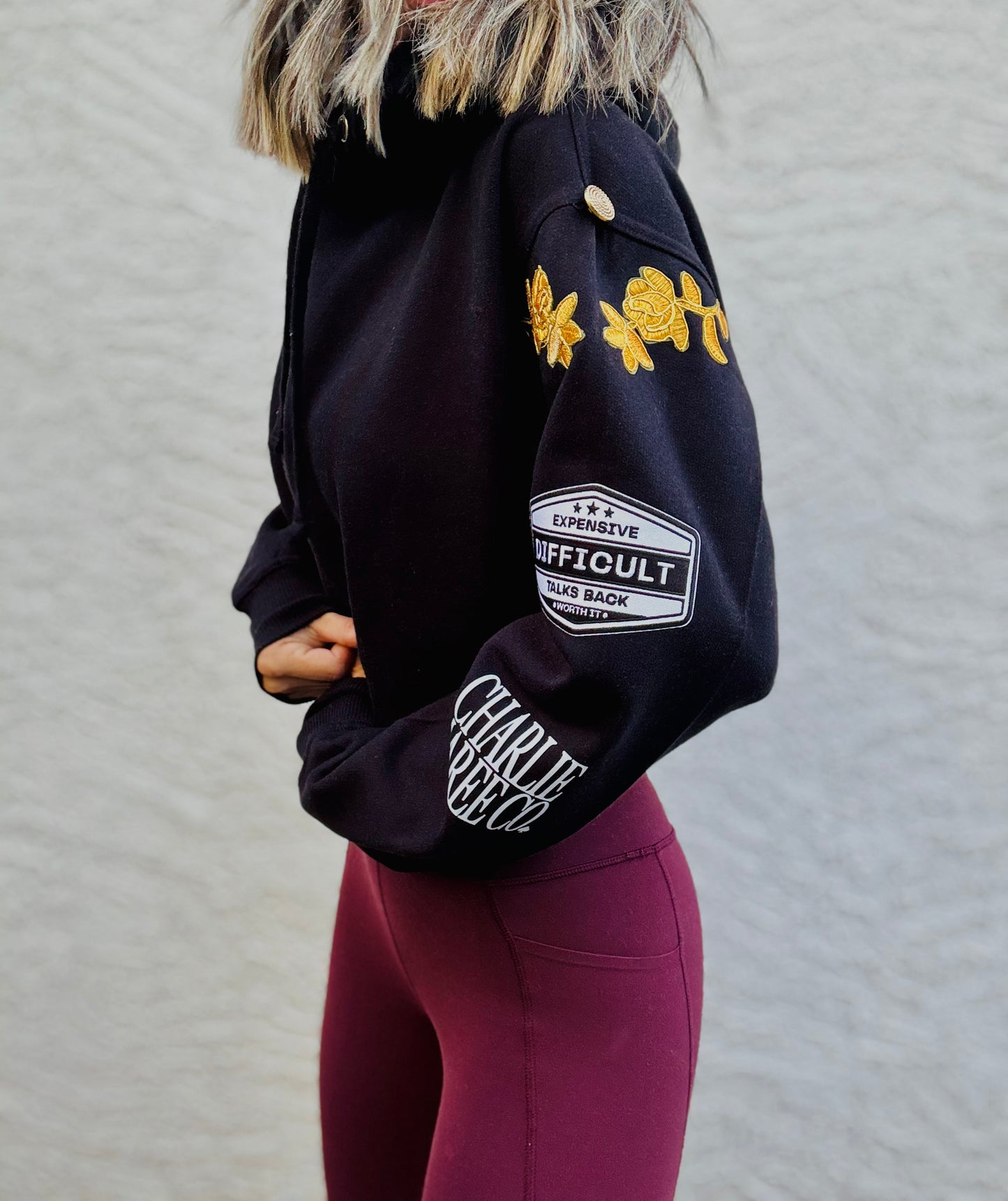 BBH-Betty Button Hoodie-Black Expensive difficult talks back