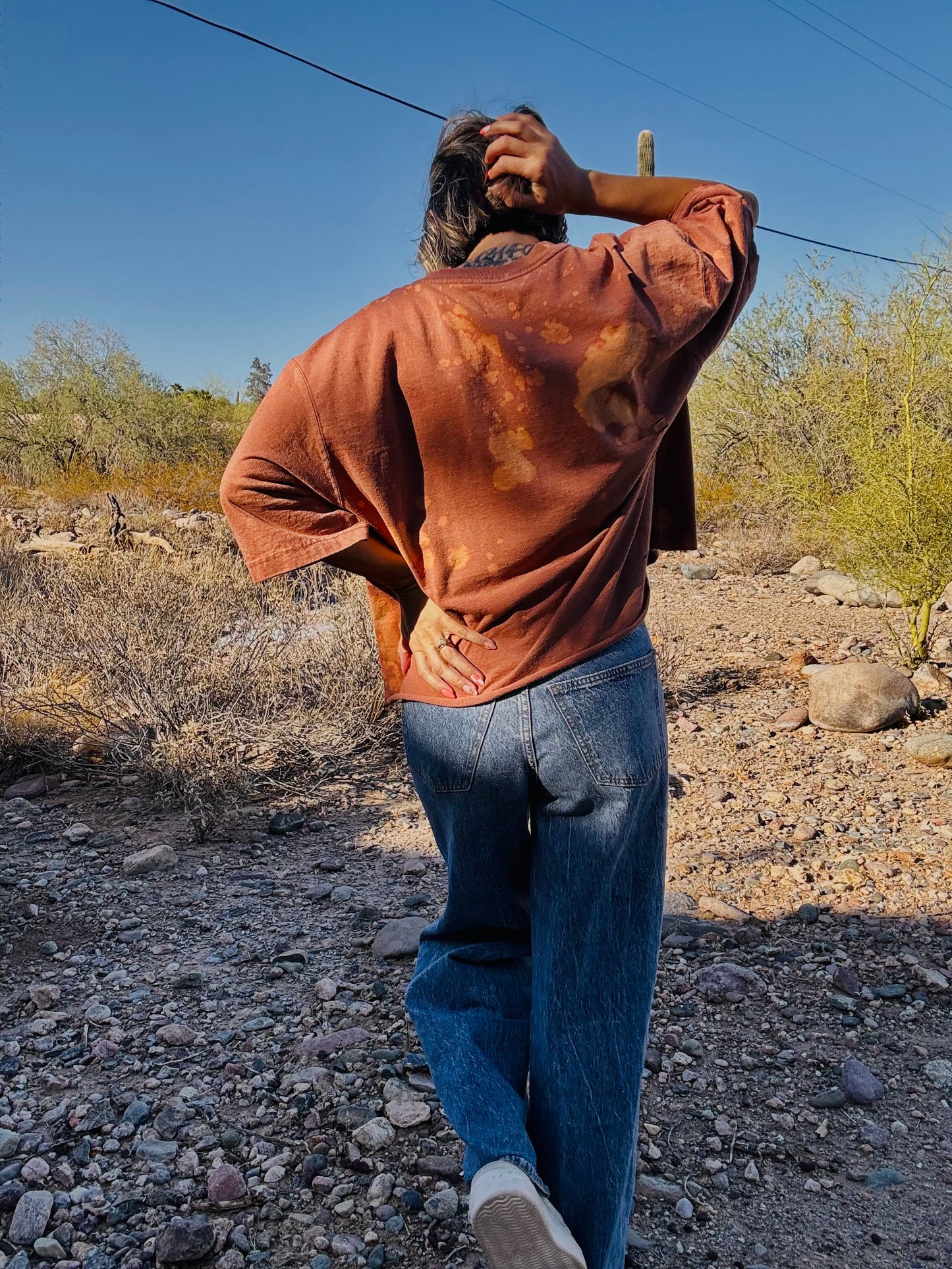 HD-rustic bronze let them  DISTRESSED POCKET SHIRT - MENS XLARGE CUT button top