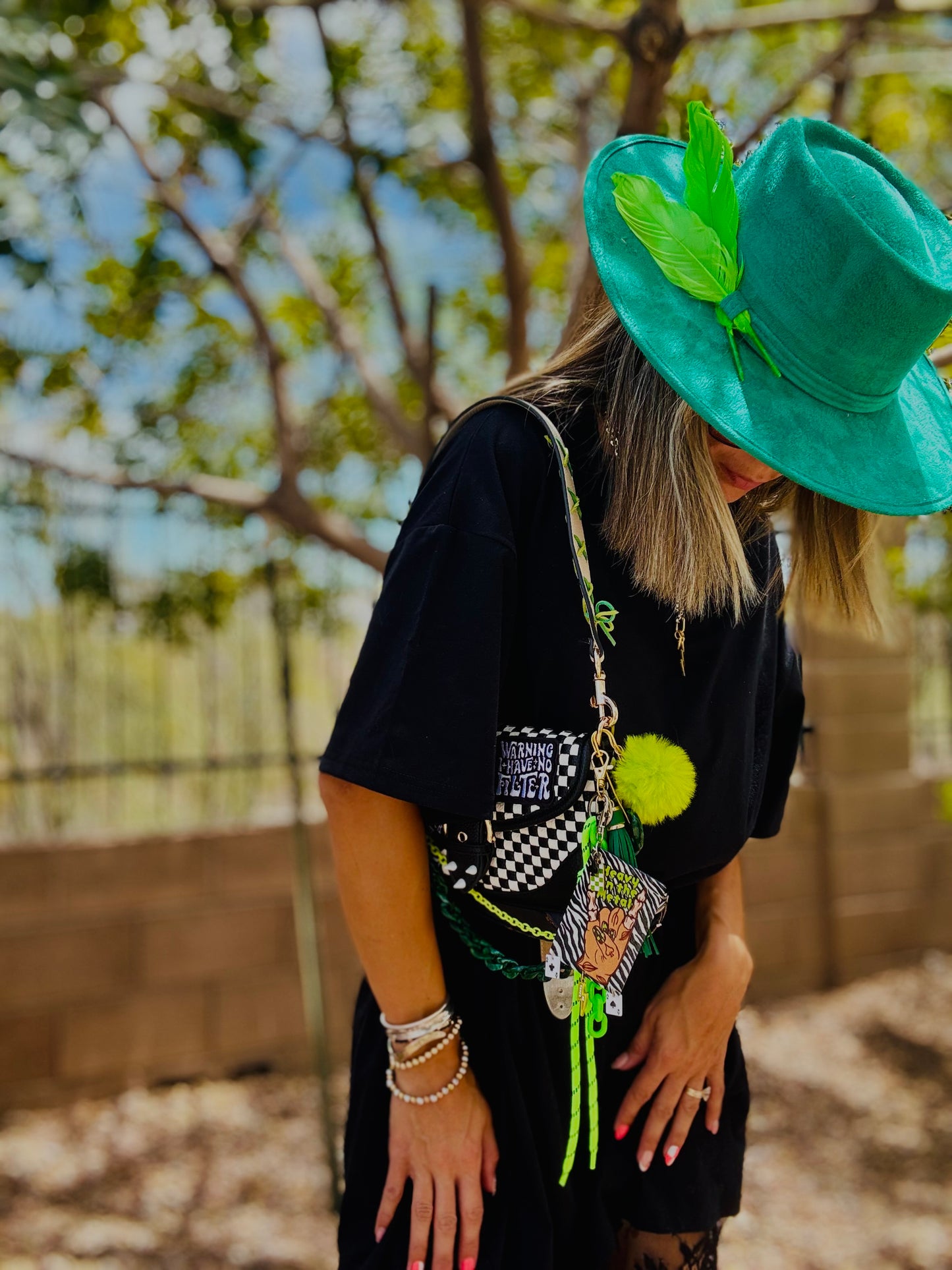 CO-neon heavy metal grunge +2-1 ** The Peoria** 3 STRAPS INLUDED - can be worn 4 ways