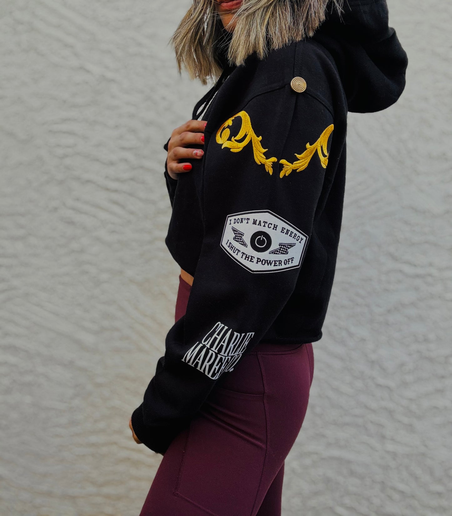 BBH1-Betty Button Hoodie-BlacK match energy