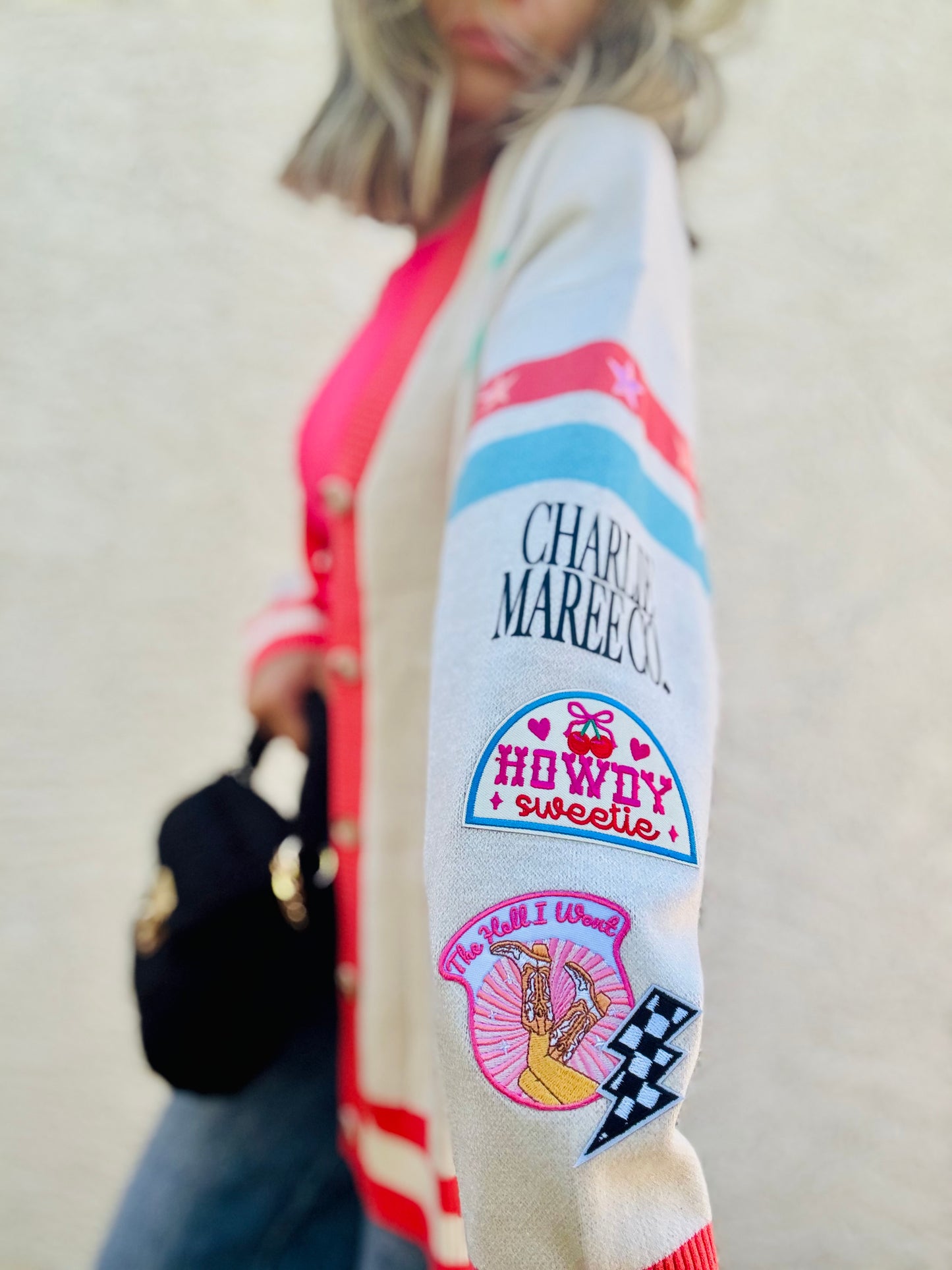 BBH-CHERRY BOMBER CARDIGAN +howdy sweetie to the hell I won’t +￼ CM CO. babes