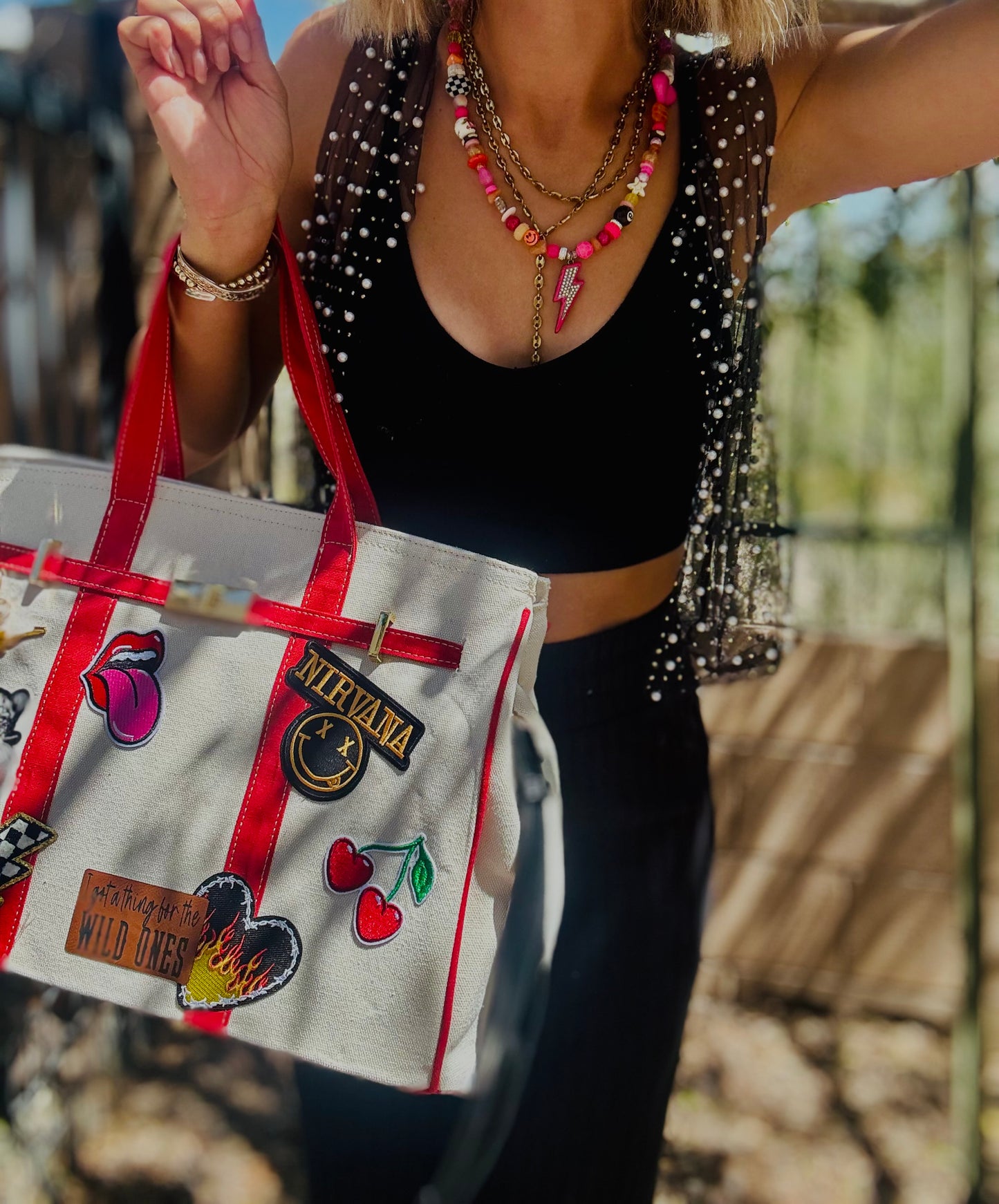 RTS-wild ones band groupie -Carry all  TOTE canvas- with satin lining interior