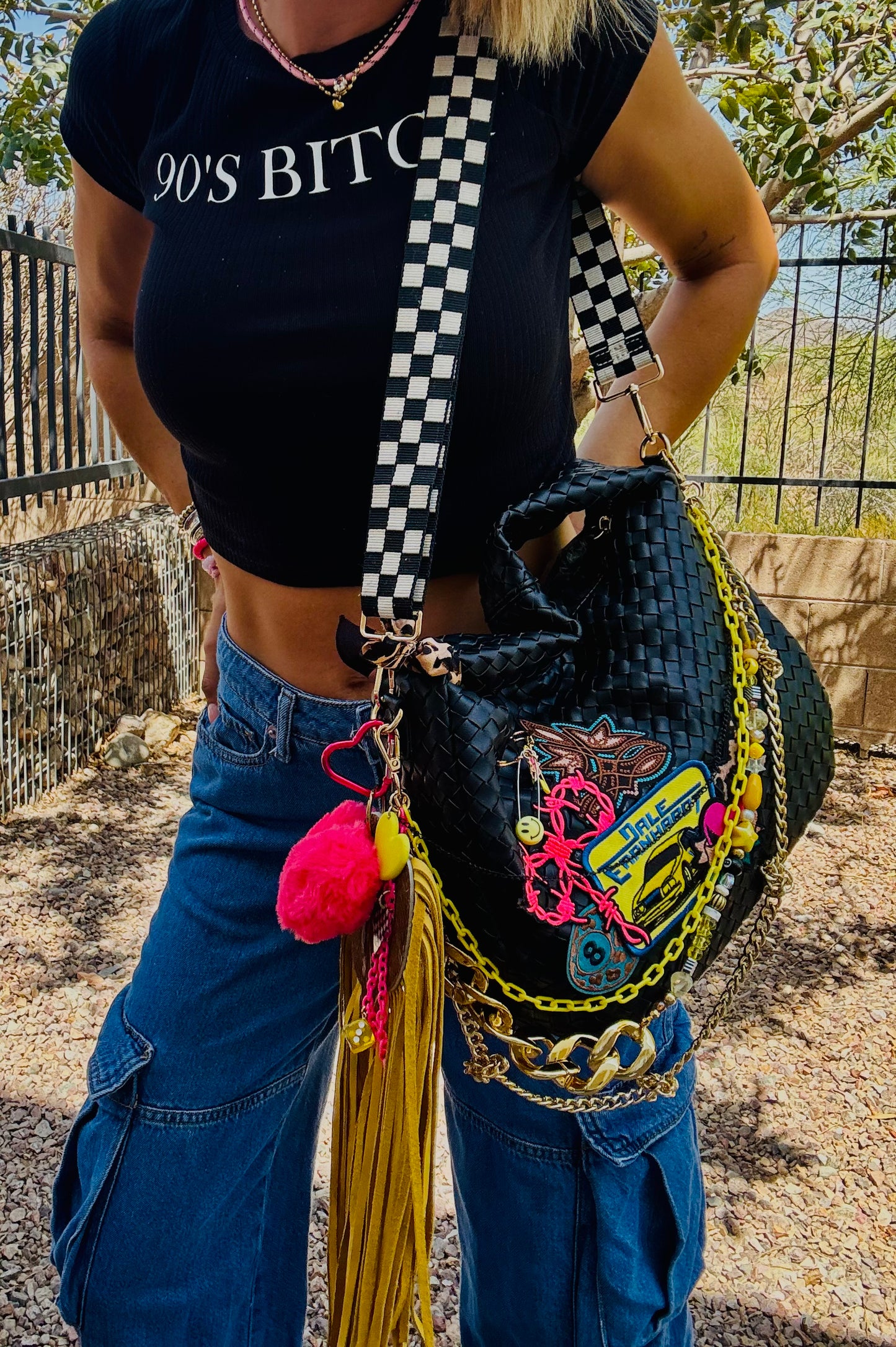 CC- race neon baddie  GENUINE LEATHER CACTUS FRINGE + CHANDLER BAG* comes with 2 straps worn 3 ways