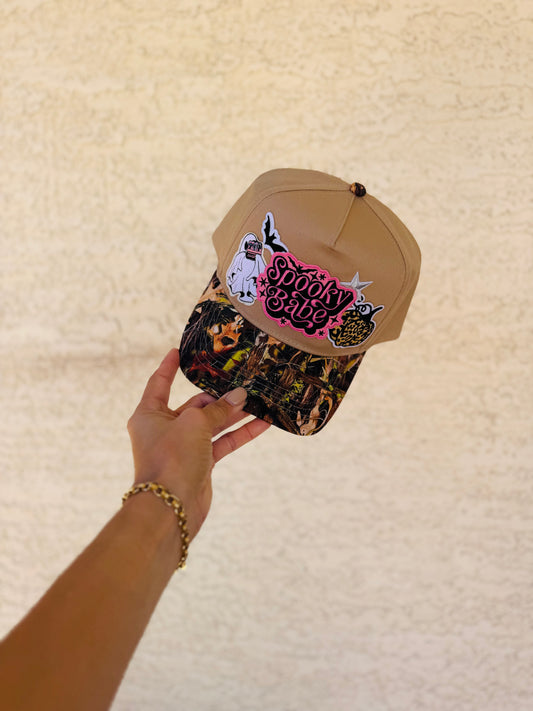 BOO-SPOOKY BABE GHOSTIE 2 - vintage CAMO canvas snapback