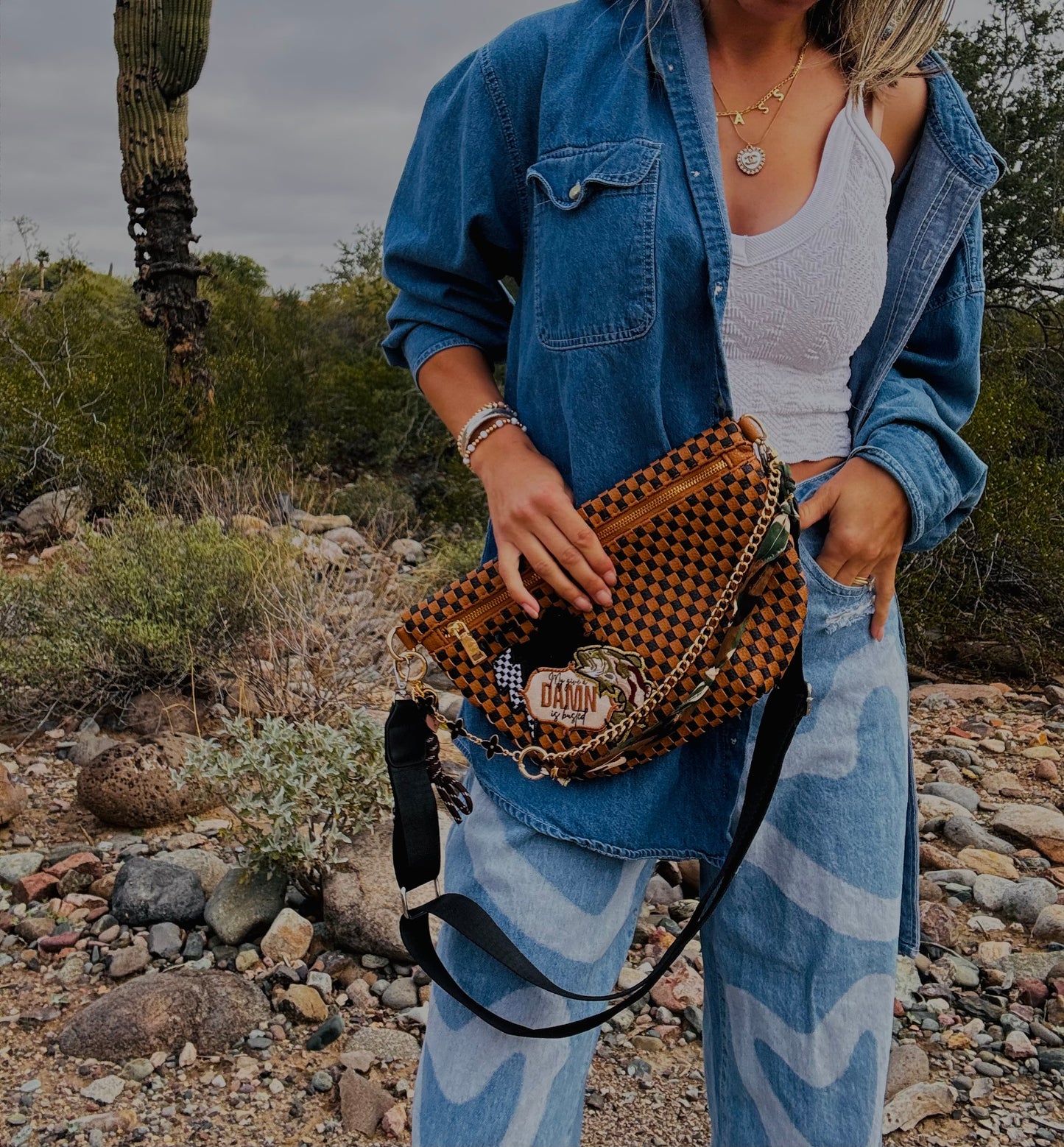 NY- my give a damn is busted+handbeaded charms+ SEDONA BAG Crossbody