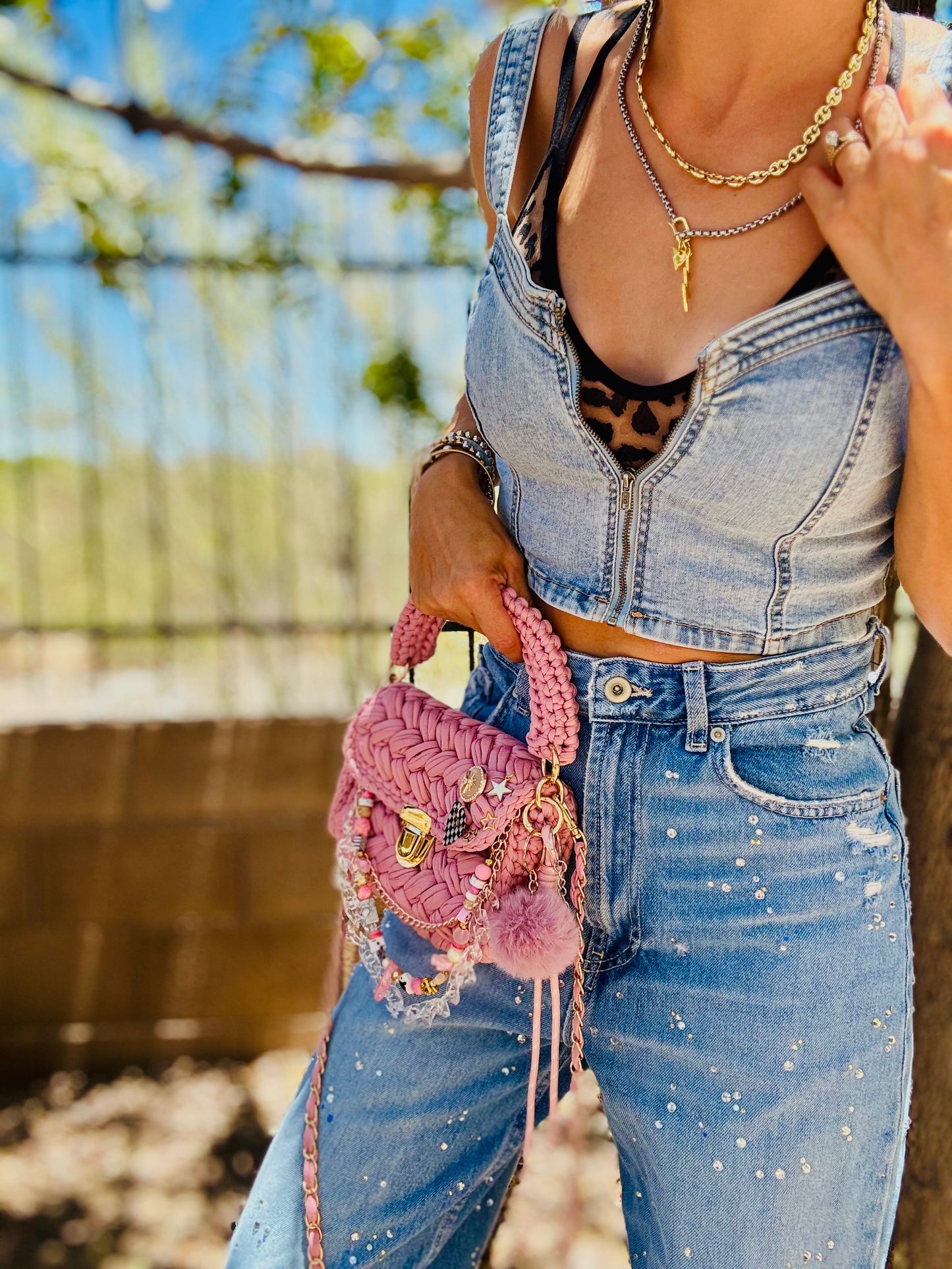 RG- petal pink crystal and fender+ THE SERENA (medium bag)