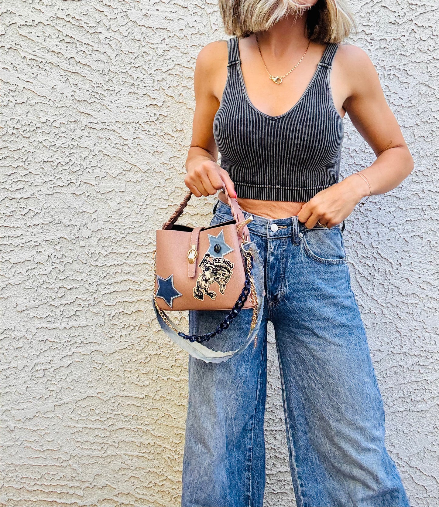 SM- Denim Rodeo babe-button￼ *MINI TOMBSTONE*