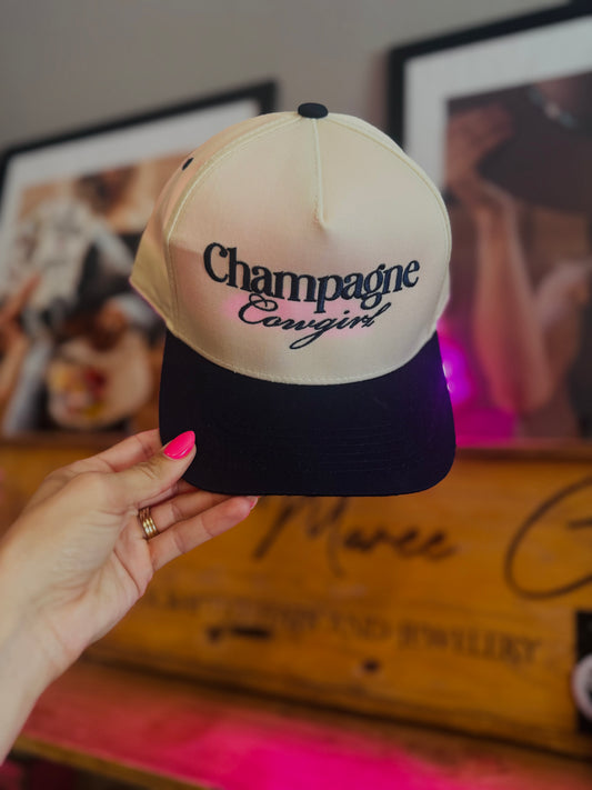 CT- champagne cowgirl* navy blue two tone canvas SNAPBACK TRUCKER