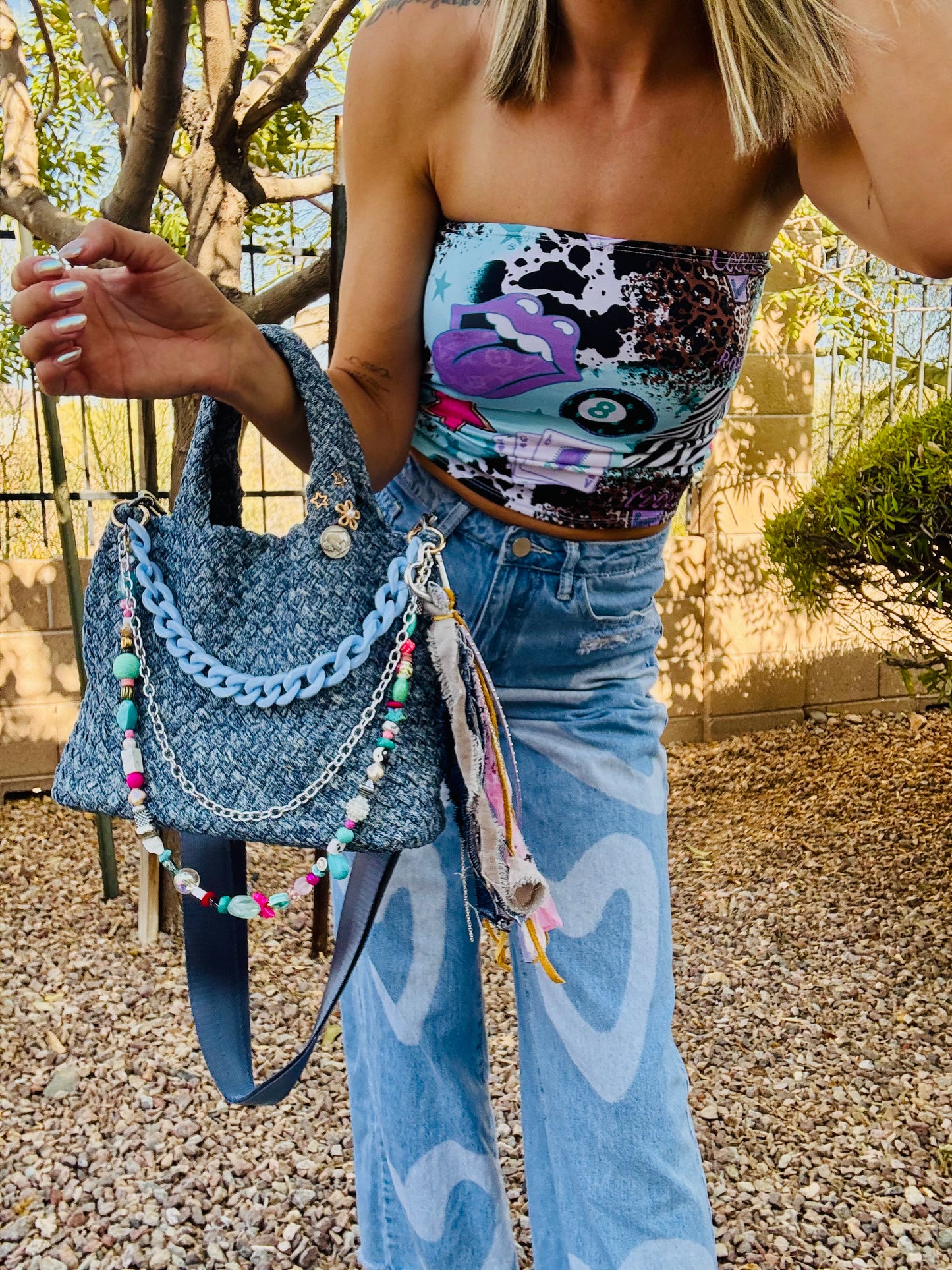 SAT- #9- LIMITED EDITION DENIM CROSSBODY TOTE