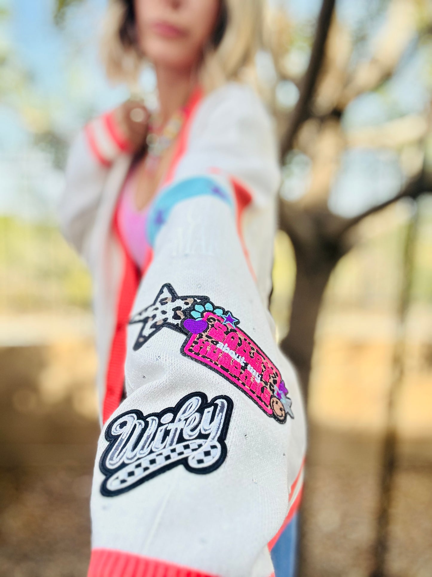 NC-CHERRY BOMBER CARDIGAN + WIFEY SORRY ABOUT MY HUSBAND LEOPARD + LARGE