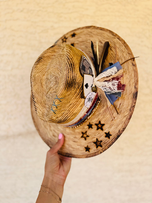 CB- Vintage Americana- star spangled Straw flat Brim