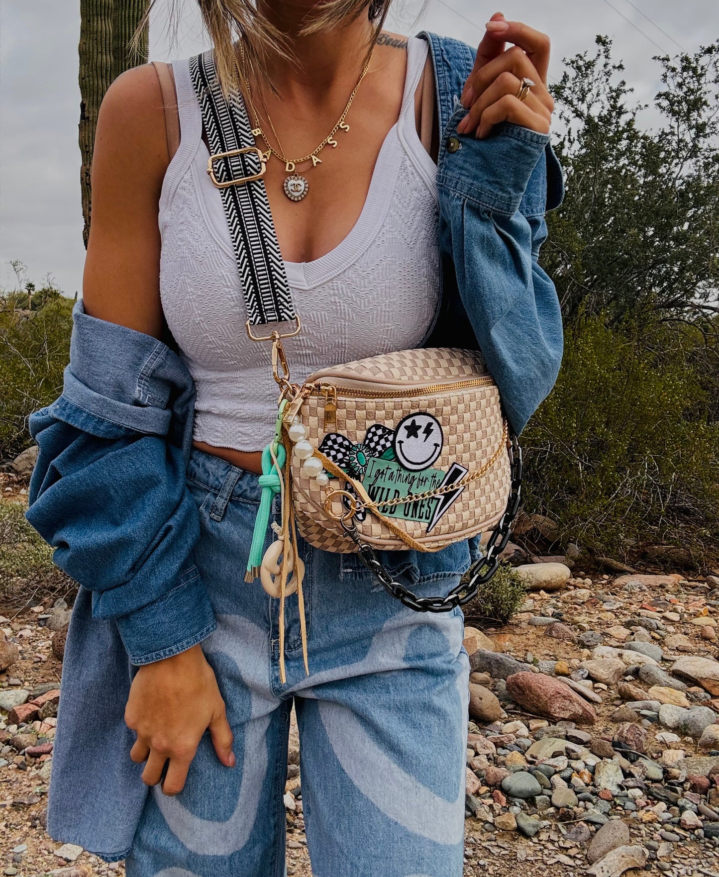 NY-Wild ones turquoise and crème baddie+2 straps +PHOENIX BAG