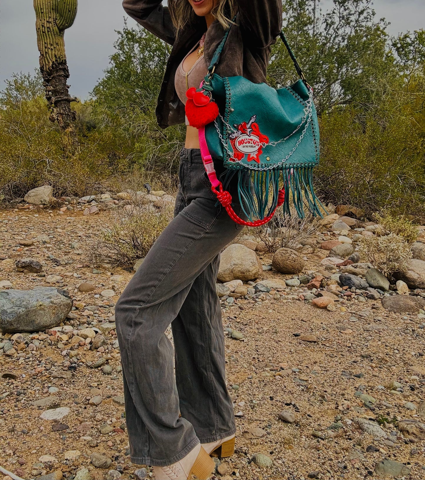 XO-Houston in the problem red bombshell- crossbody strap included** The Jerome**