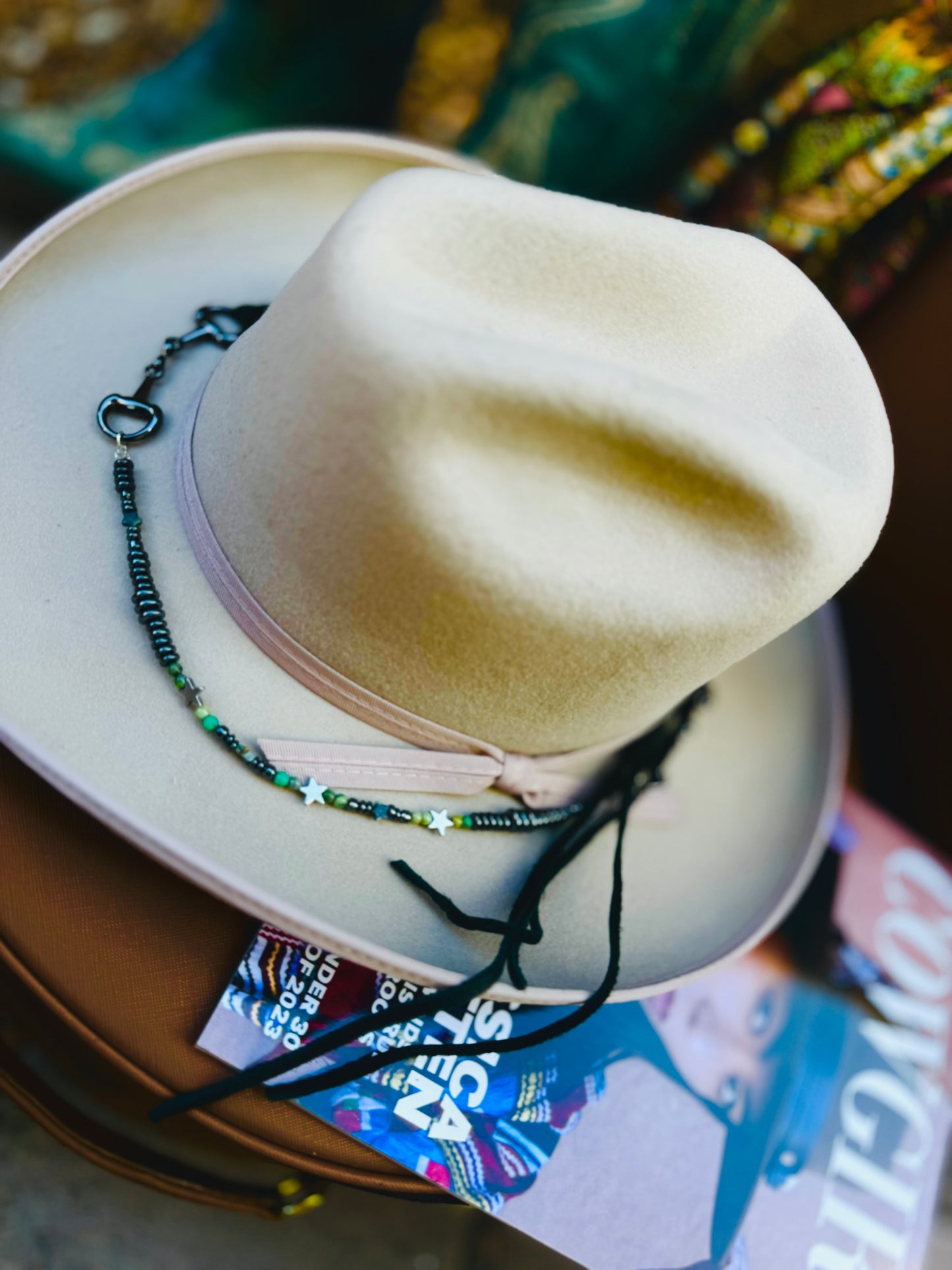 LB-Taylor Emerald Green Genuine Elk Hat Band