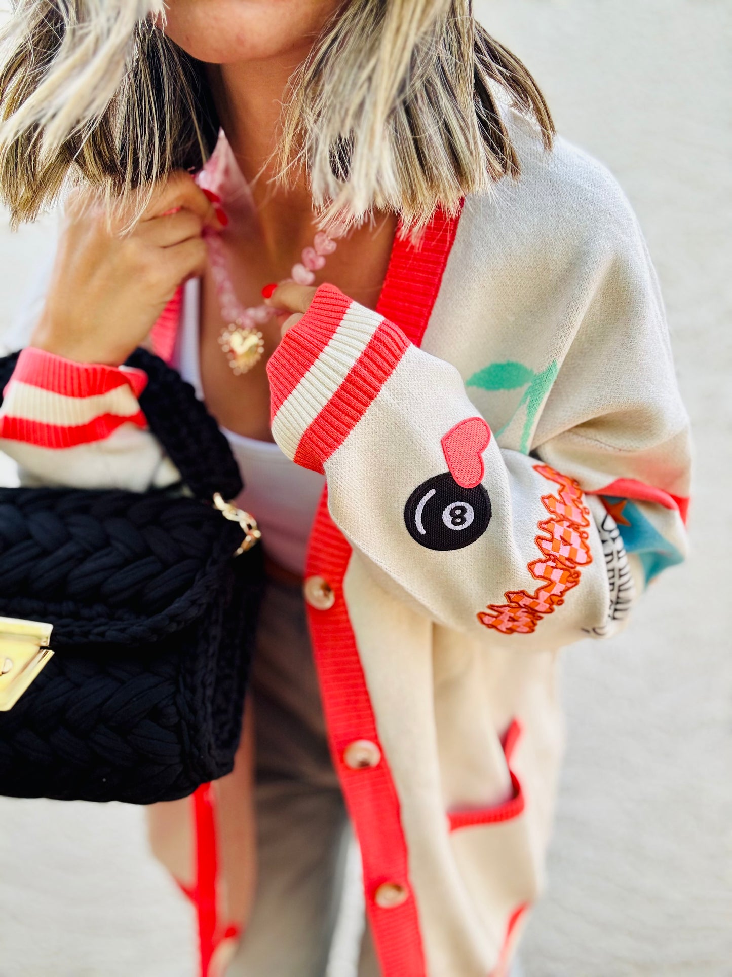 BBH-CHERRY BOMBER CARDIGAN +retro flame mama  +￼ CM CO. babes