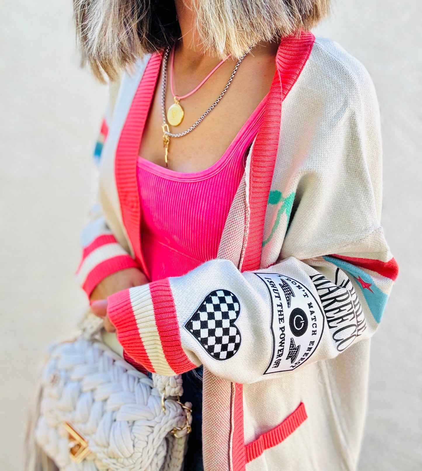 BBH-CHERRY BOMBER CARDIGAN + match, energy, checkered-CM CO. babes