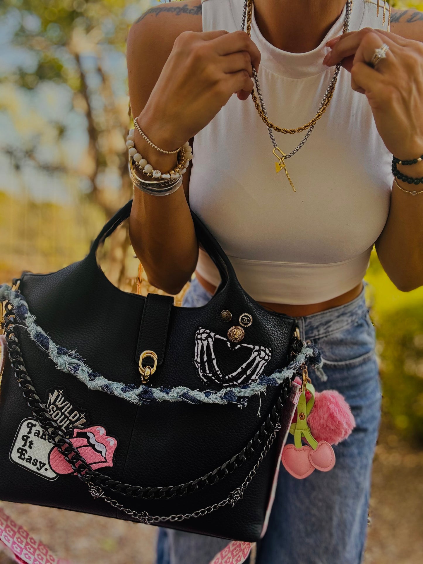 UM - TAKE IT EASY WILD SOUL PINK  STRAP+ elk hide accents +TUCSON ￼** multi straps