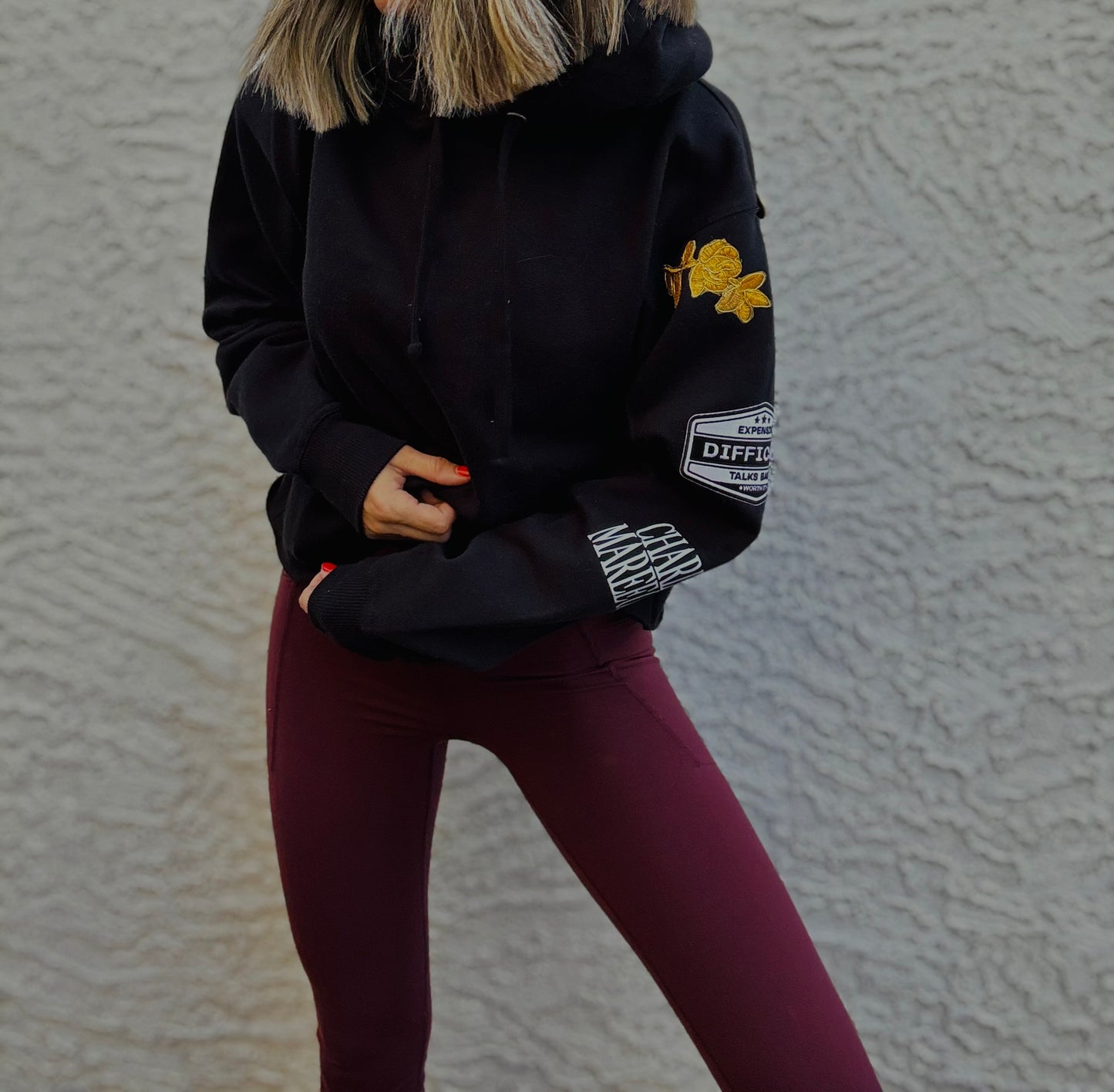 BBH-Betty Button Hoodie-Black Expensive difficult talks back