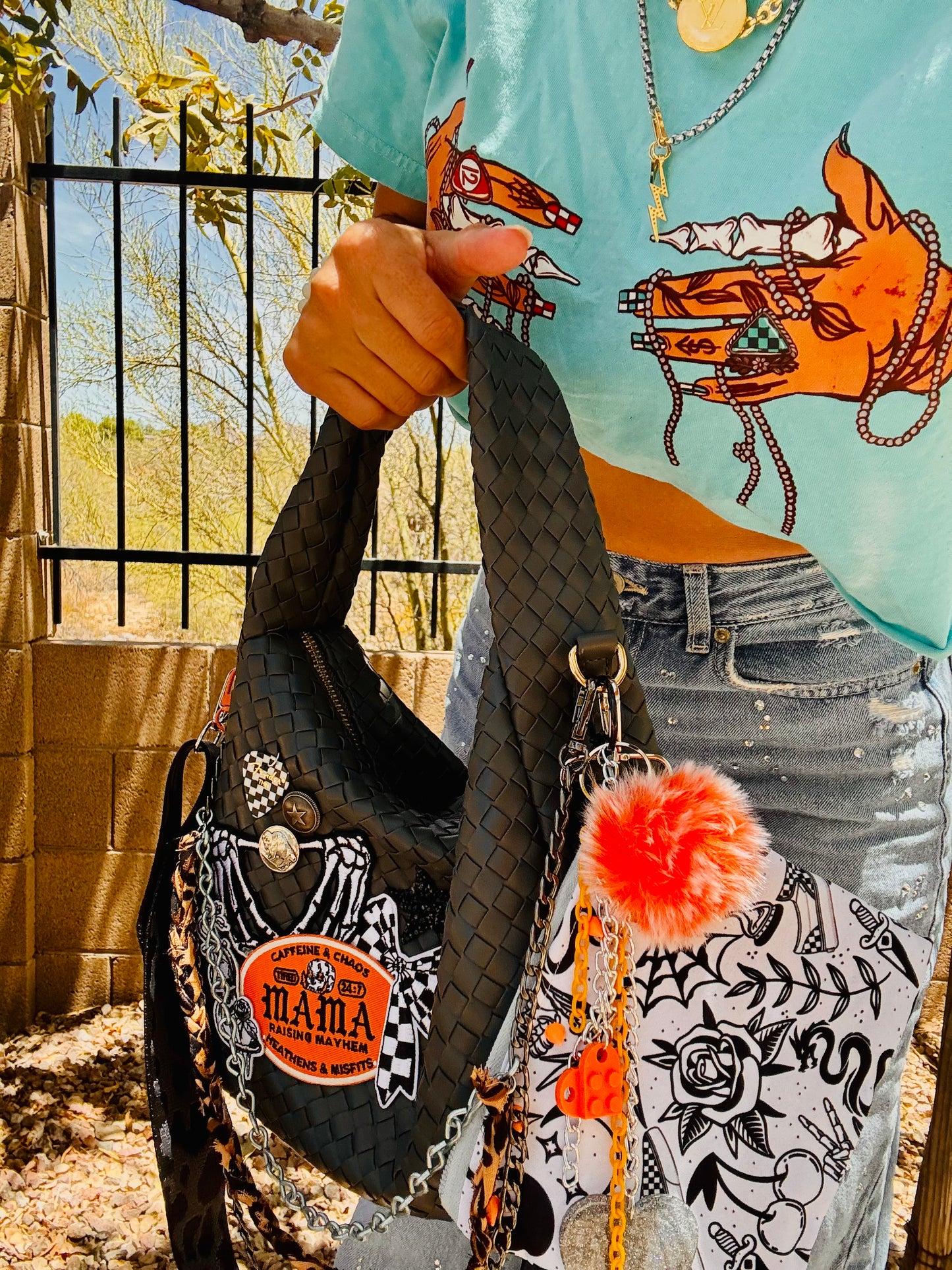 SAT-grey chaos mama rad and reckless + CHANDLER BAG* comes with 2 straps worn 3 ways