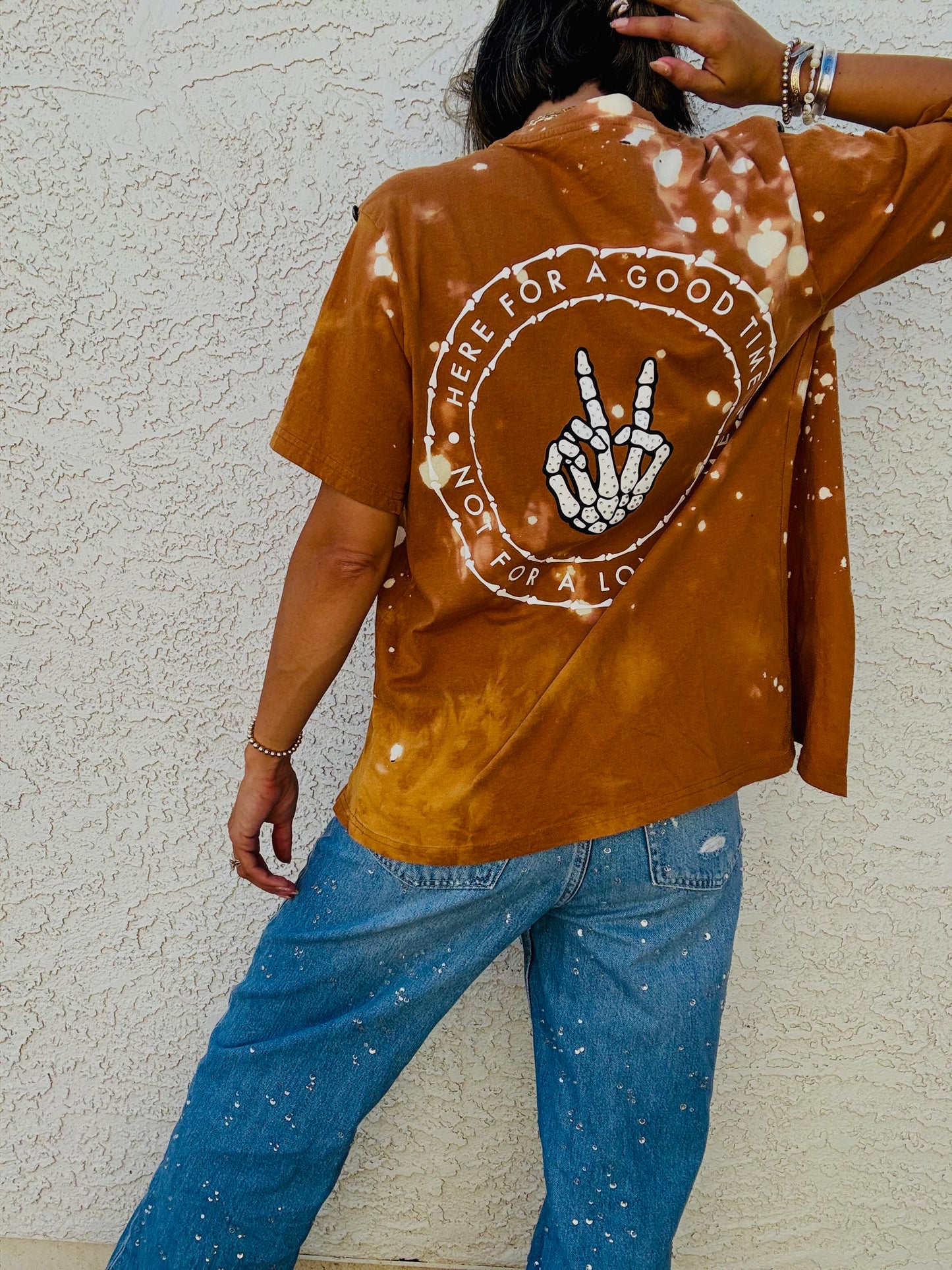 HD- rhinestone skull hand - DAD KIMONO TEE MENS SMALL