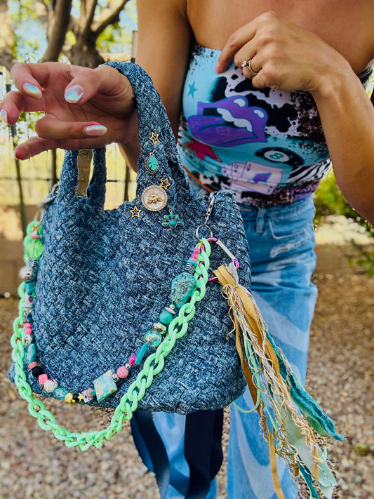 SAT- #4-LIMITED EDITION DENIM CROSSBODY TOTE