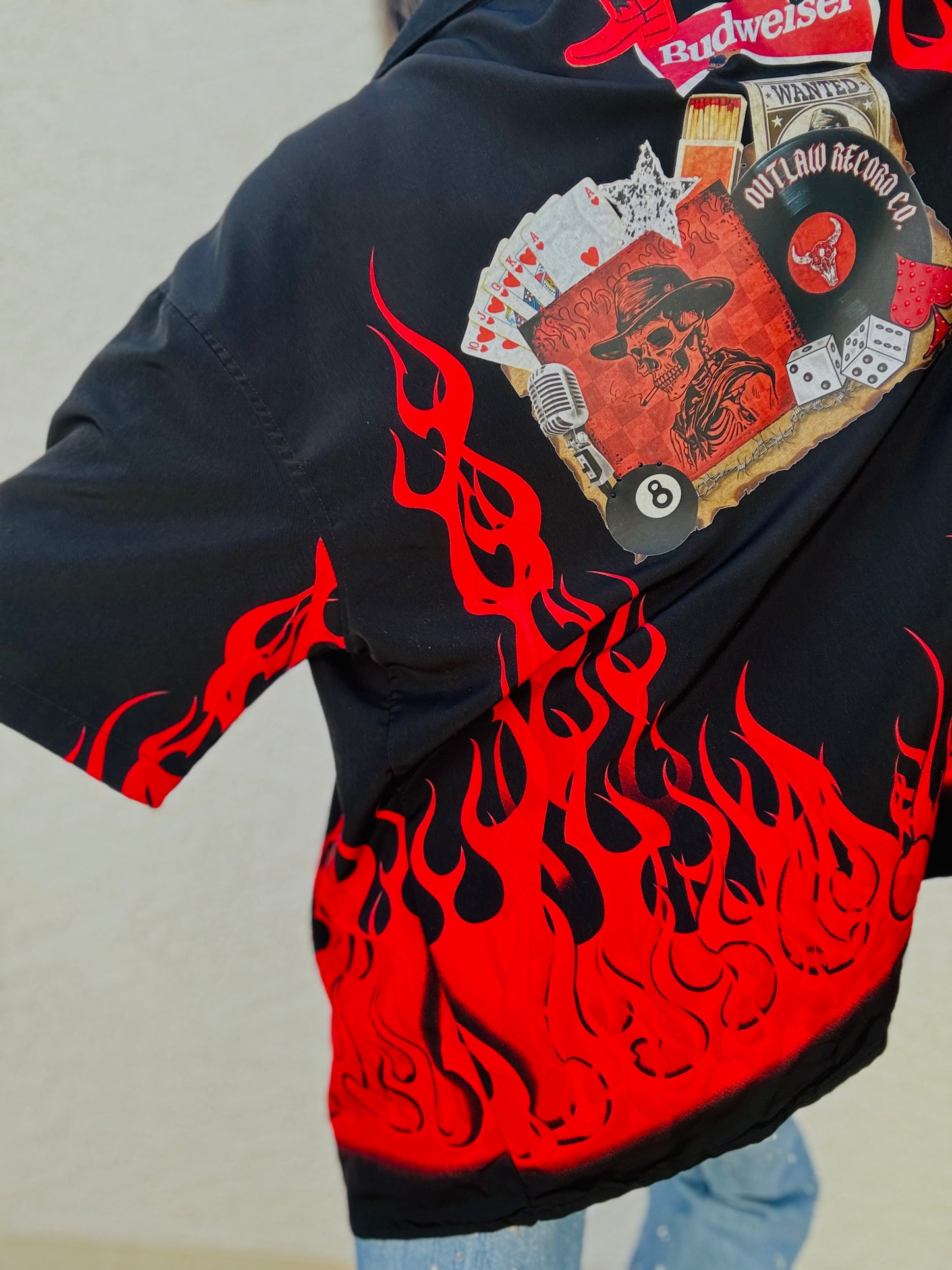HD-ONE FIRE BABE  - DAD KIMONO Button up TEE MENS Medium fits large