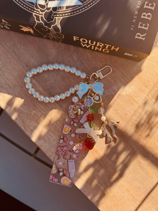 BBC-hand beaded+ strawberries, coffee, and books 