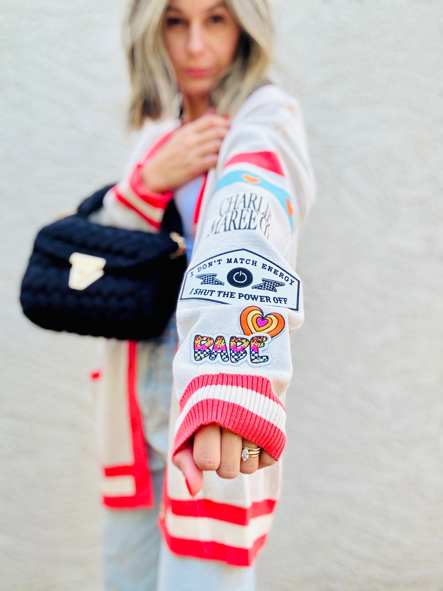 BBH-CHERRY BOMBER CARDIGAN + I don’t match energy. I shut the power off retro babe ￼+￼ CM CO. babes